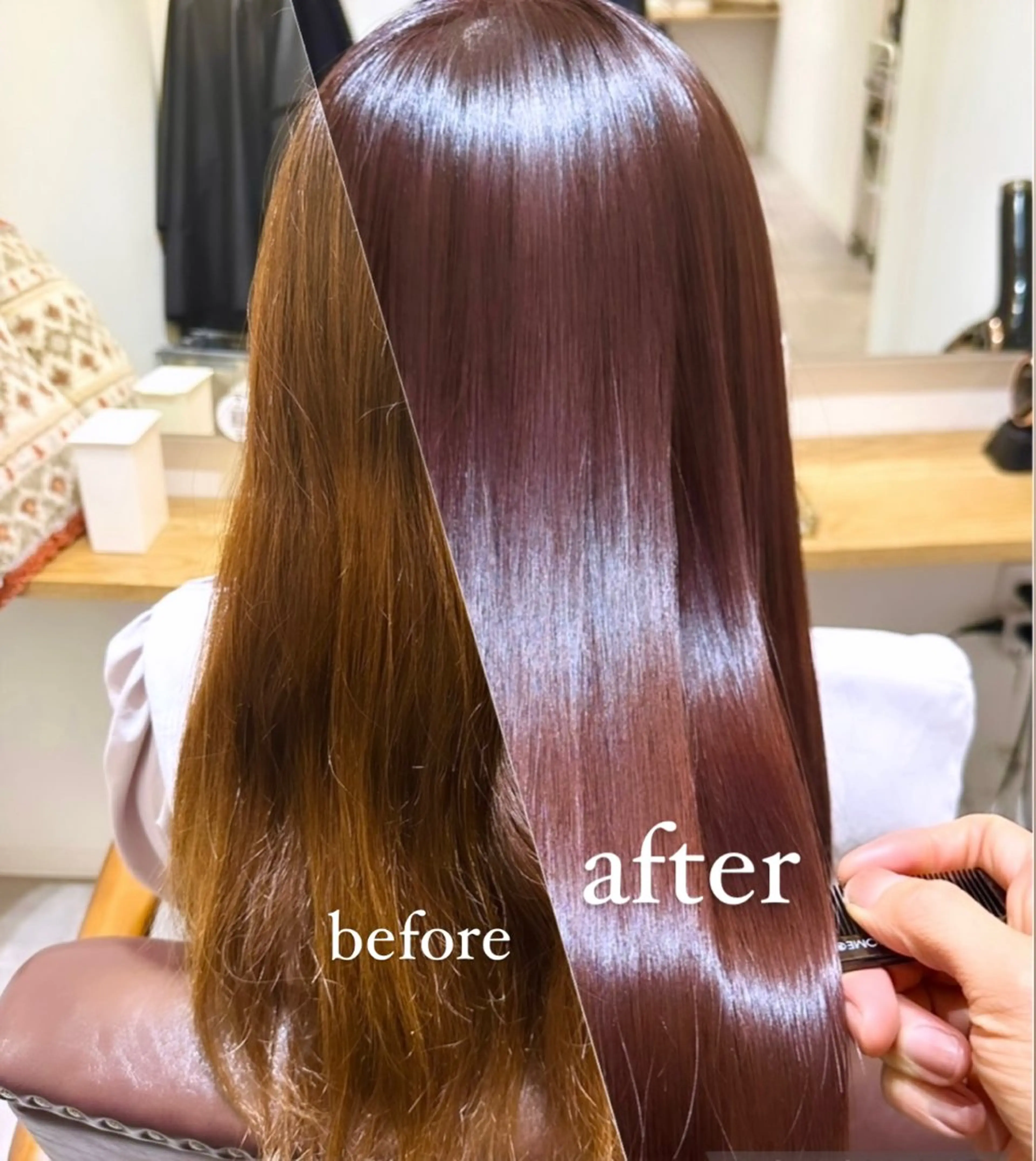 セミロング カット ヘアカラー トリートメント 【20代ダメージ毛に 髪質改善】のヘアスタイル