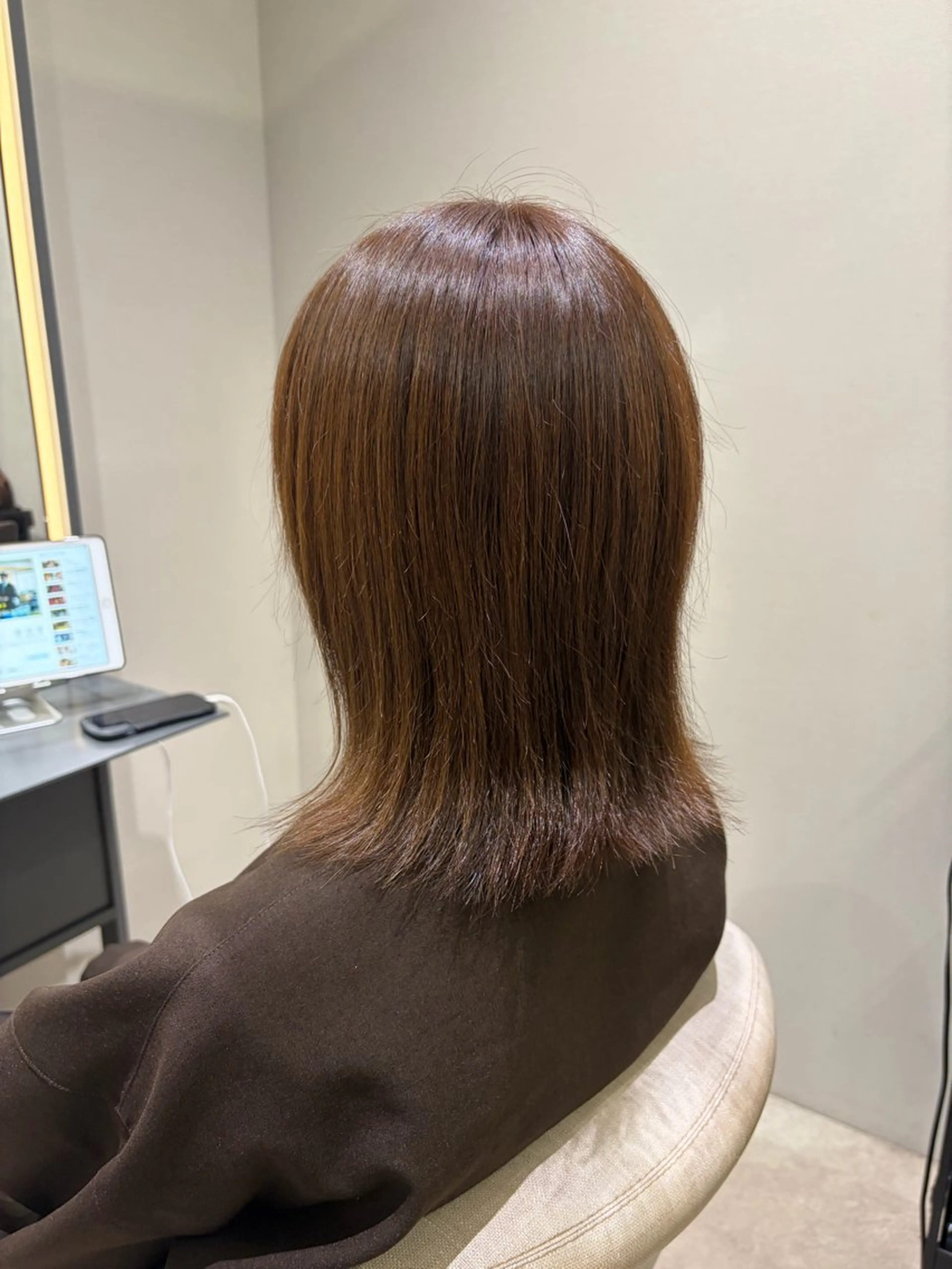 ミディアム ヘアカラー 平日カットモデル 高岡/山崎開世のヘアスタイル