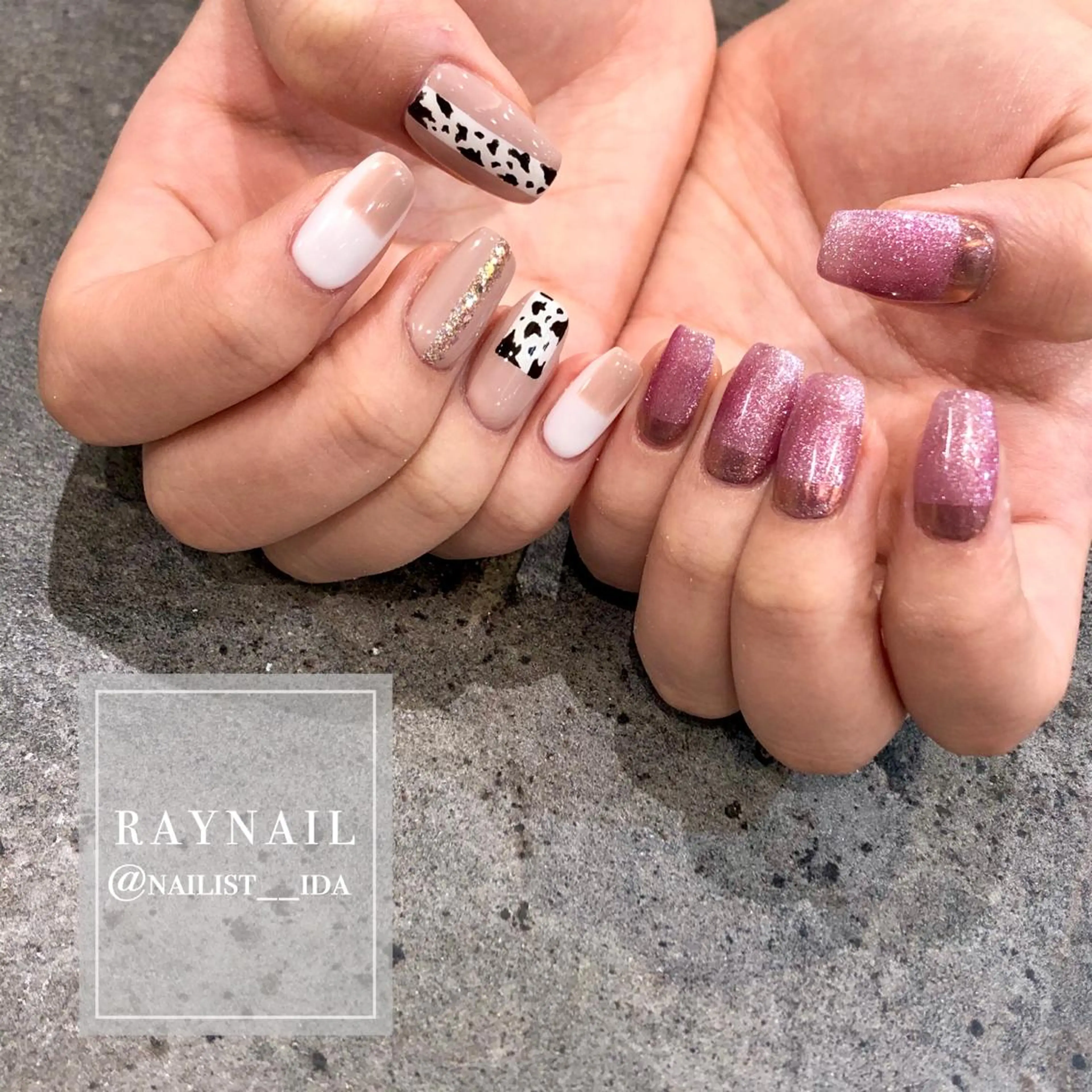 ネイル アニマル柄 マグネットネイル Arowa 伊田のネイルデザイン