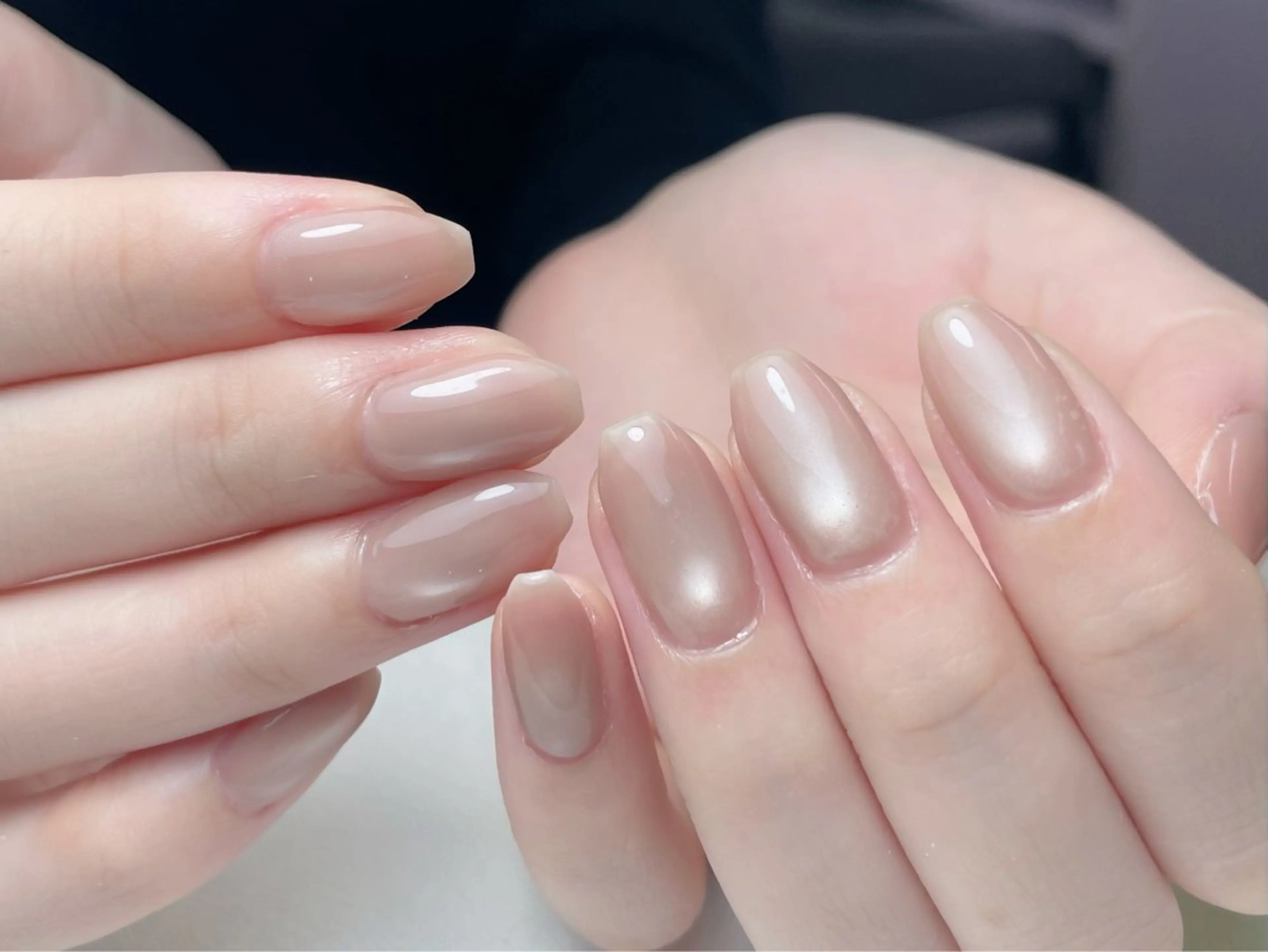 ネイル フレンチネイル ジェルネイル ガラスフレンチ 韓国ネイル ラメ(グリッター) ハンドネイル 中野駅から2分 MEO NAILのネイルデザイン