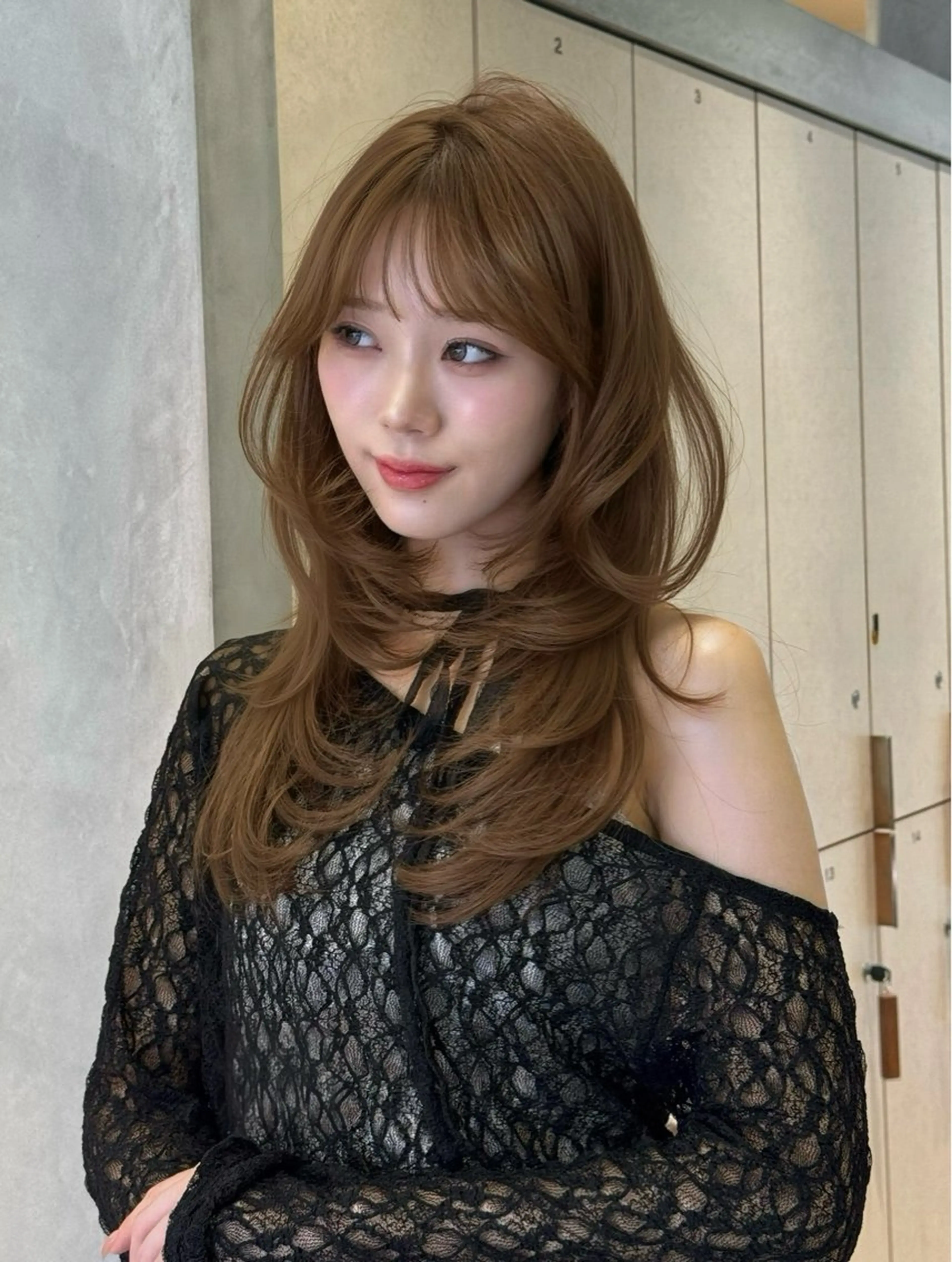 ミディアム カット ヘアカラー トリートメント レイヤー/韓国❣️ 髪質改善/e_kiのヘアスタイル