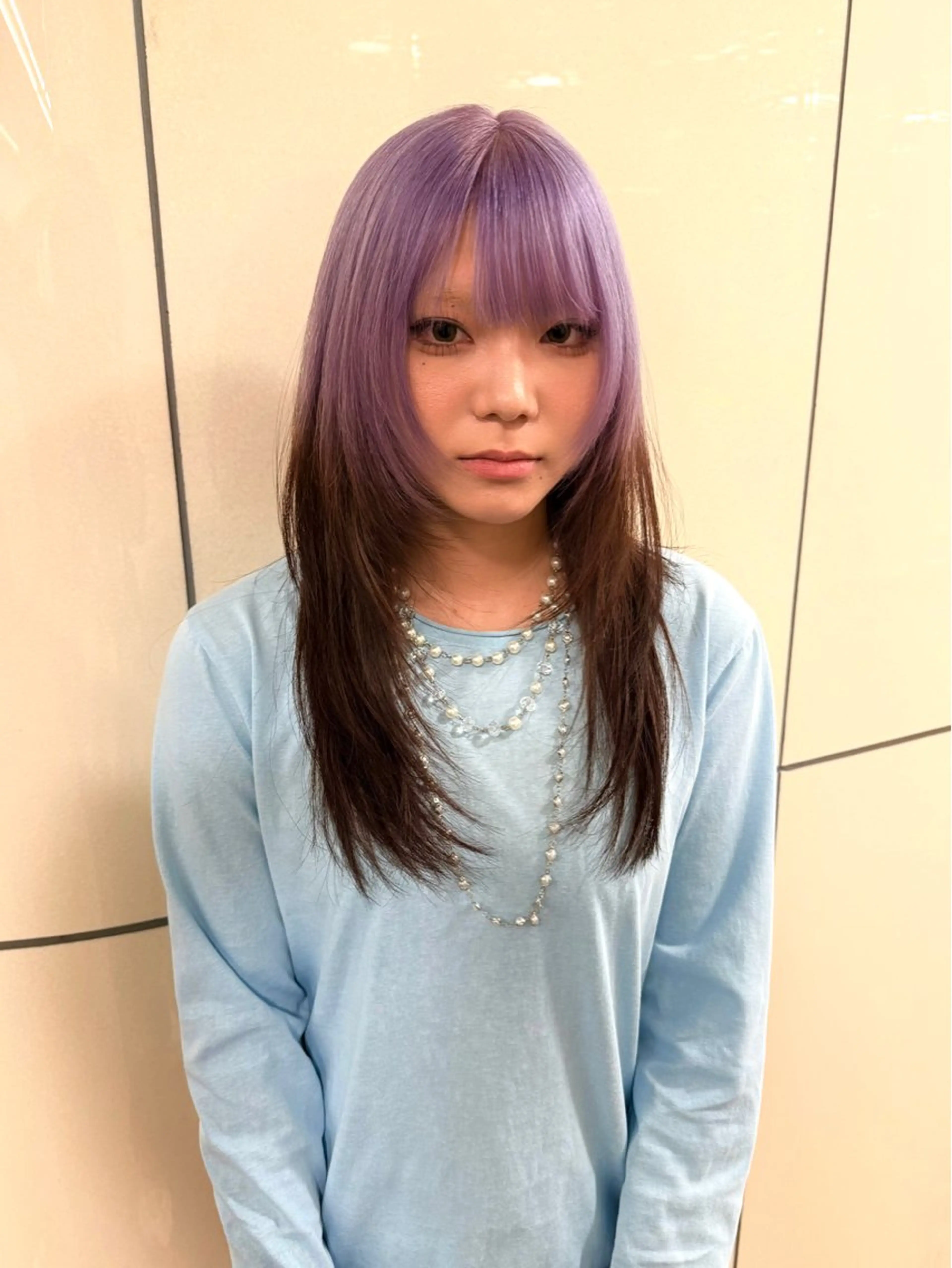ロング カラー カット ヘアカラー トリートメント ハイトーンレイヤー 顔まわりSOTAのヘアスタイル
