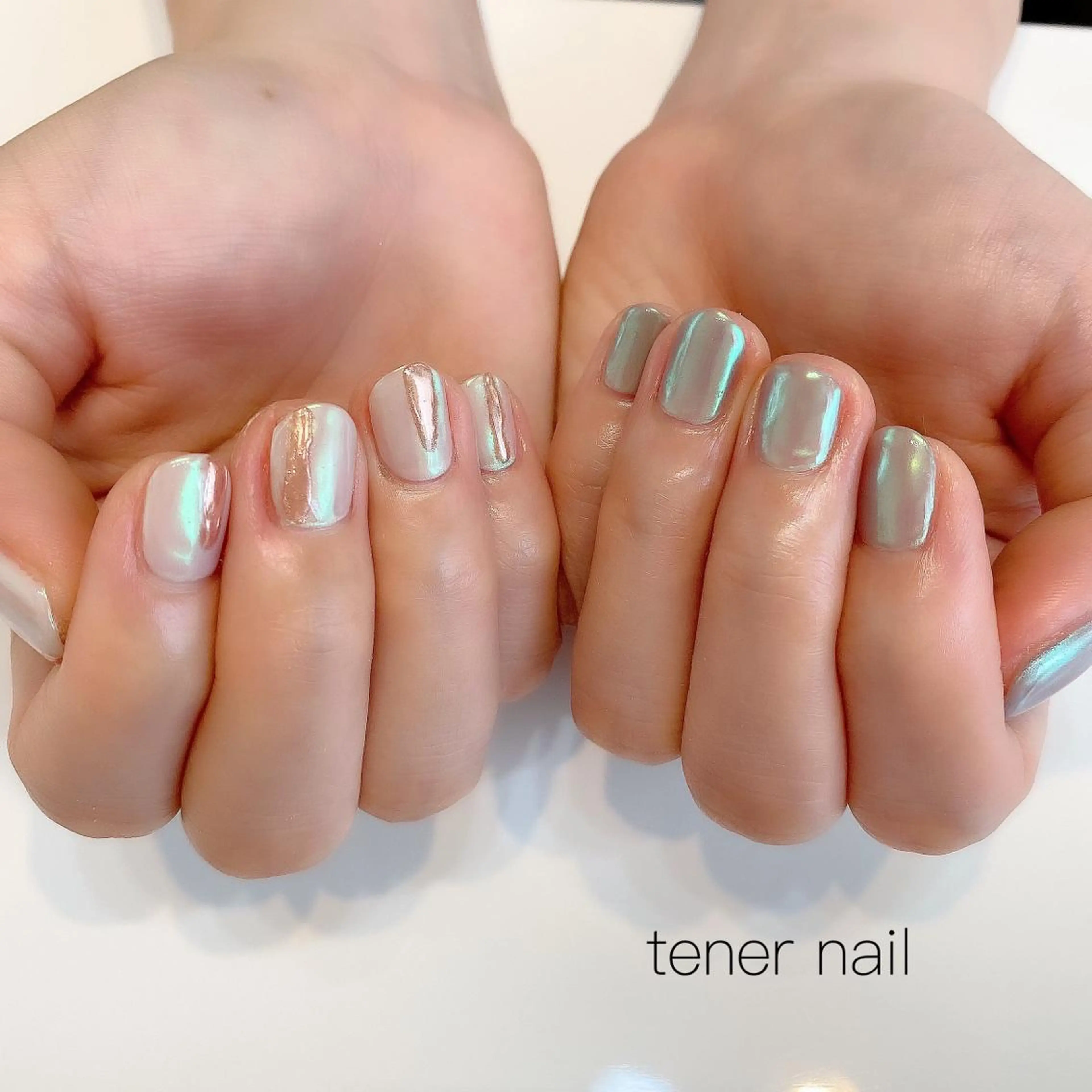 ネイル オーロラネイル ミラーネイル テネルネイル tener nailのネイルデザイン