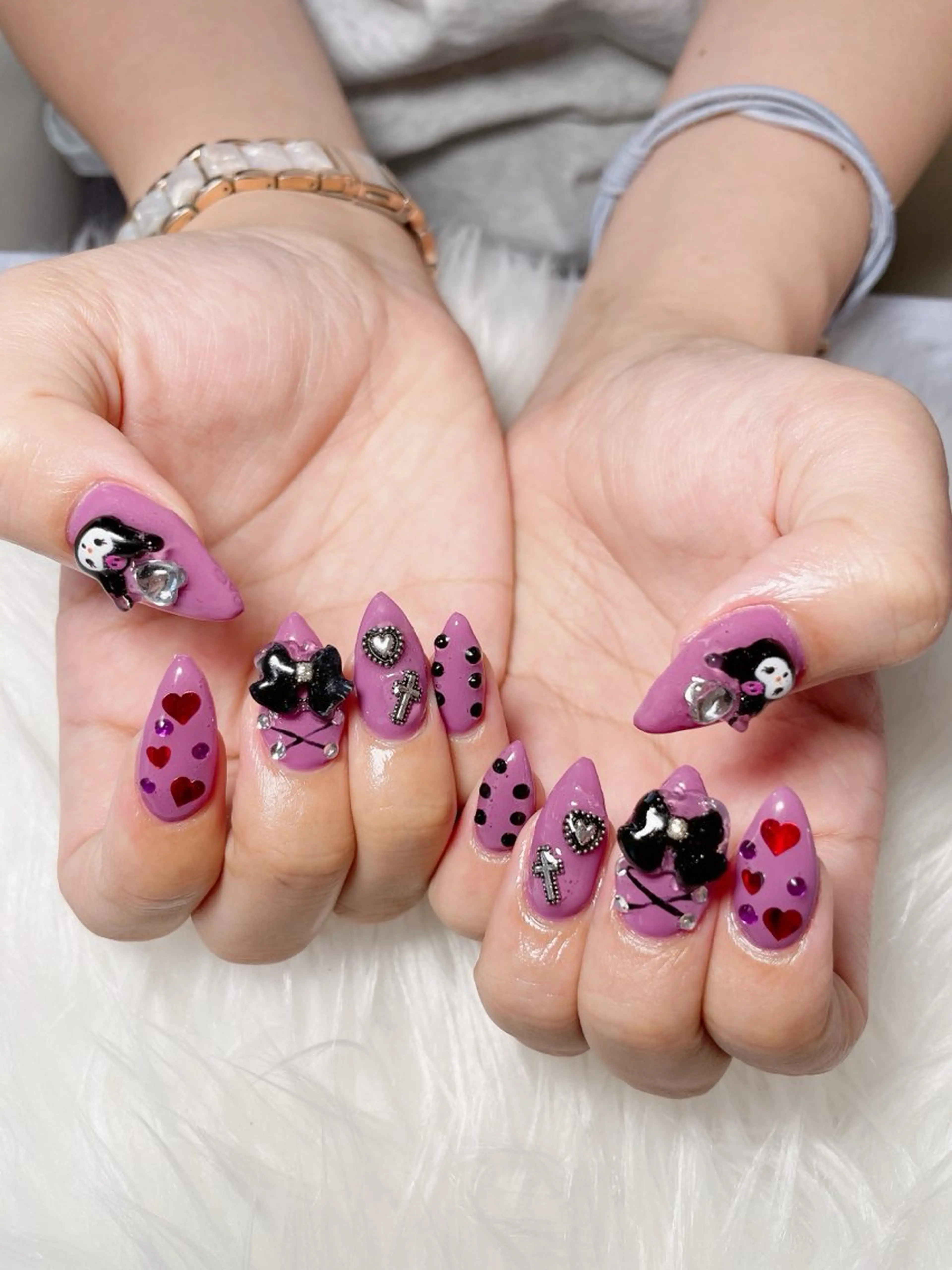 ネイル ハート リボン nailsalon Rinのネイルデザイン