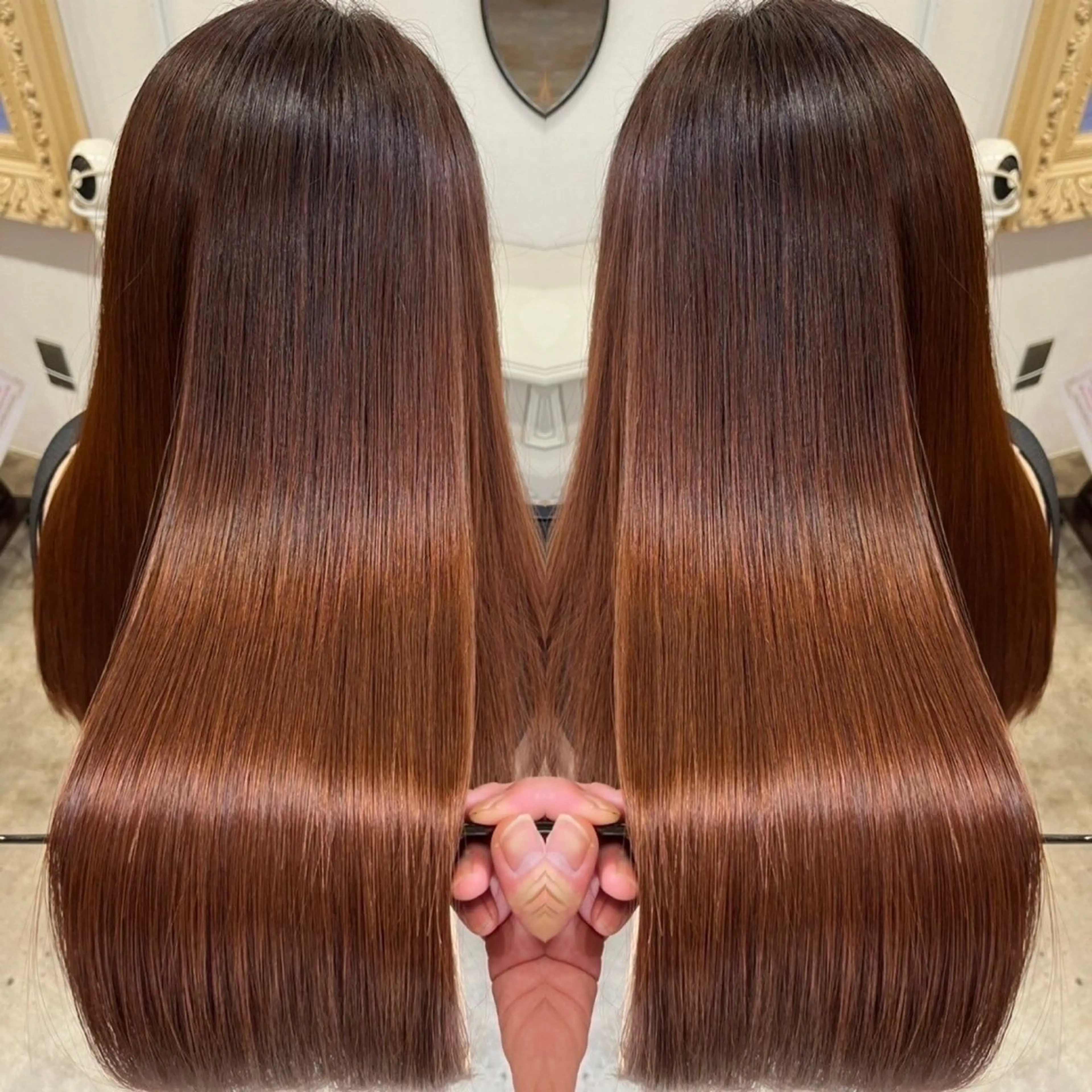 ロング カラー 髪質改善 縮毛矯正 トリートメント 髪質改善アンジュール かのんのヘアスタイル