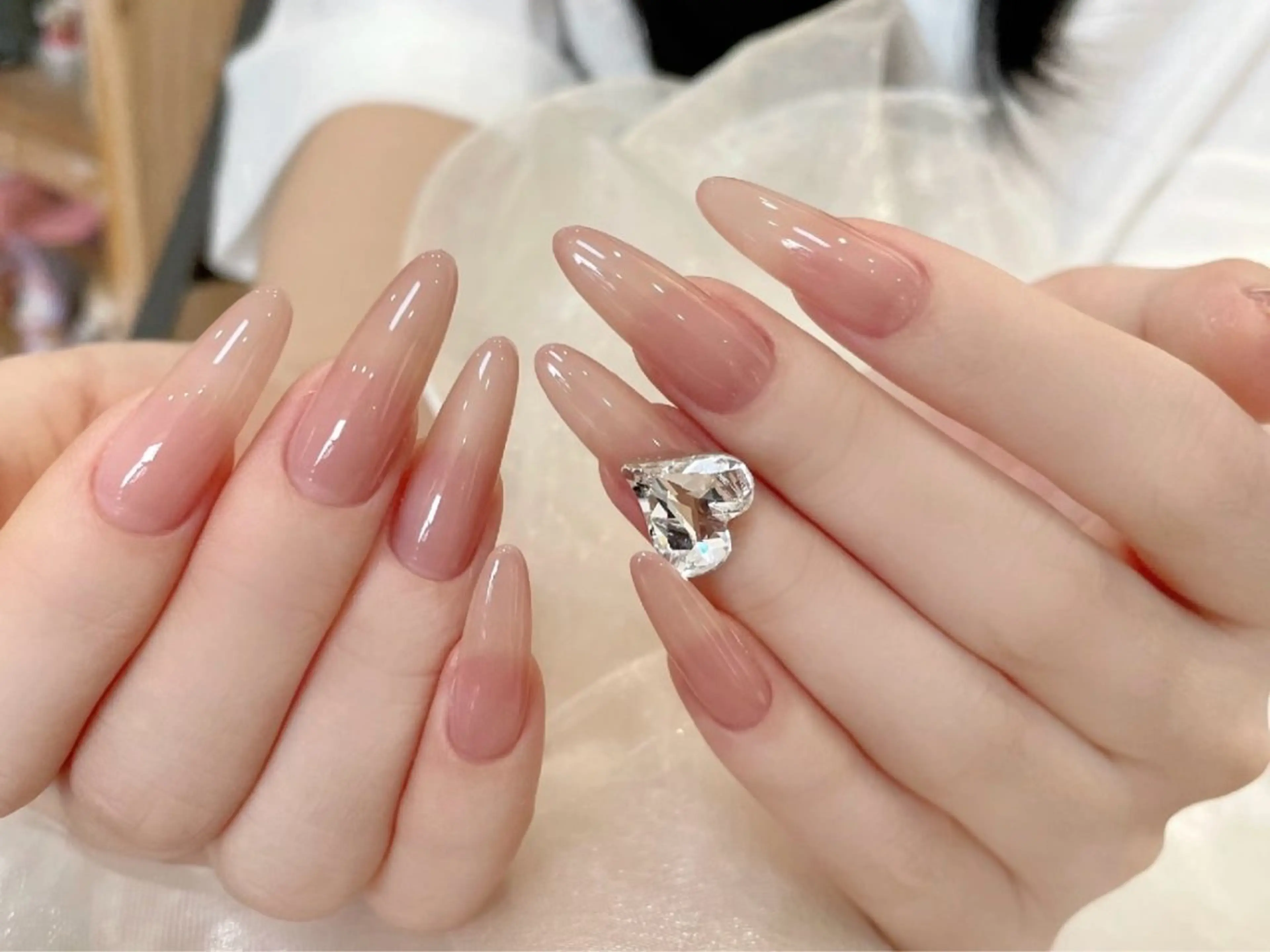 🍒【チップ長さ出し】ワンカラー＋パーツ2個(パーツ選び自由)の写真