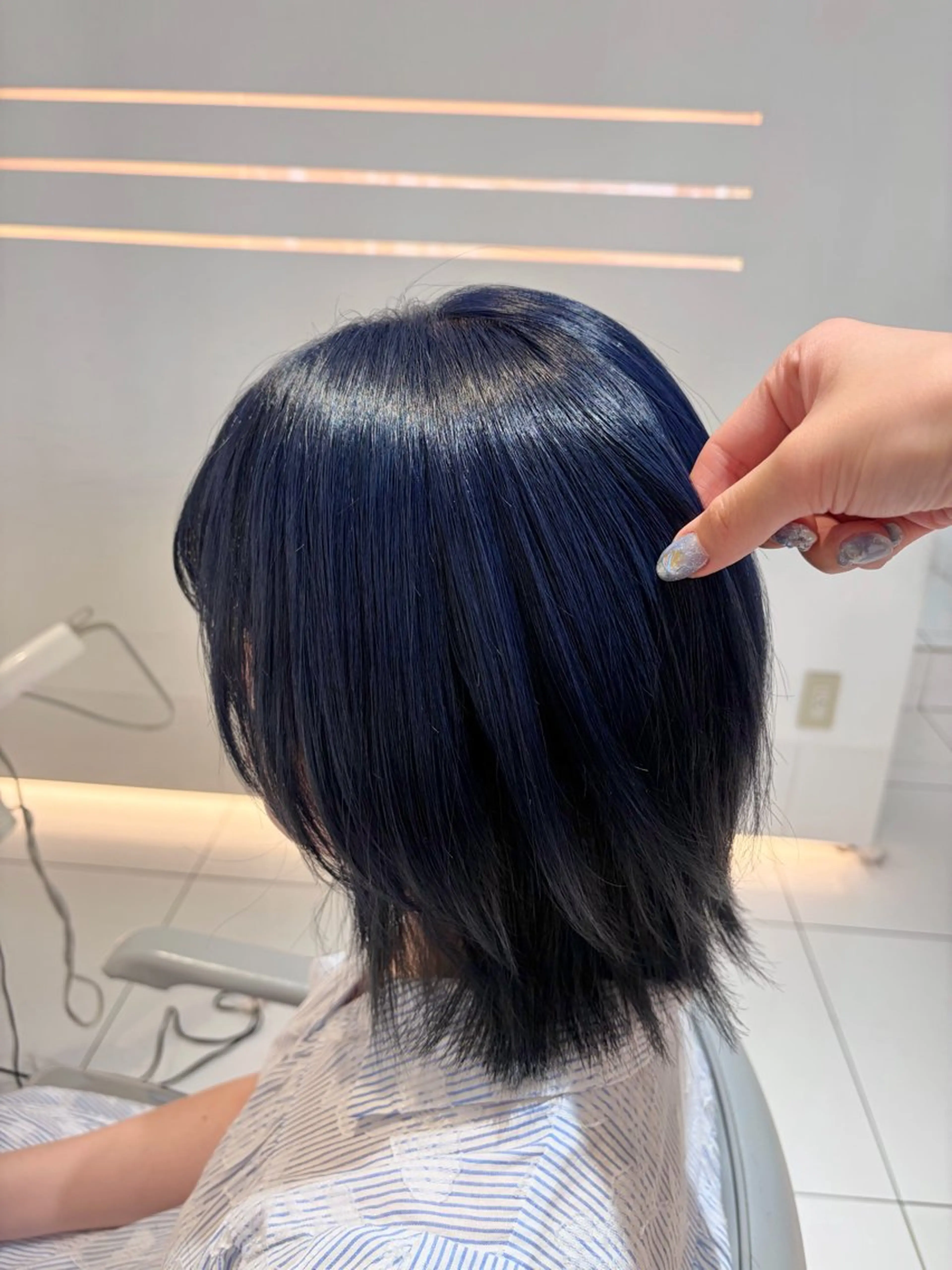 ショート カラー パーマ ヘアアレンジ メンズ メンズブリーチ ブリーチ ブルーカラー ネイビーカラー .⋆⟡💖 Marin💖⟡⋆.のヘアスタイル