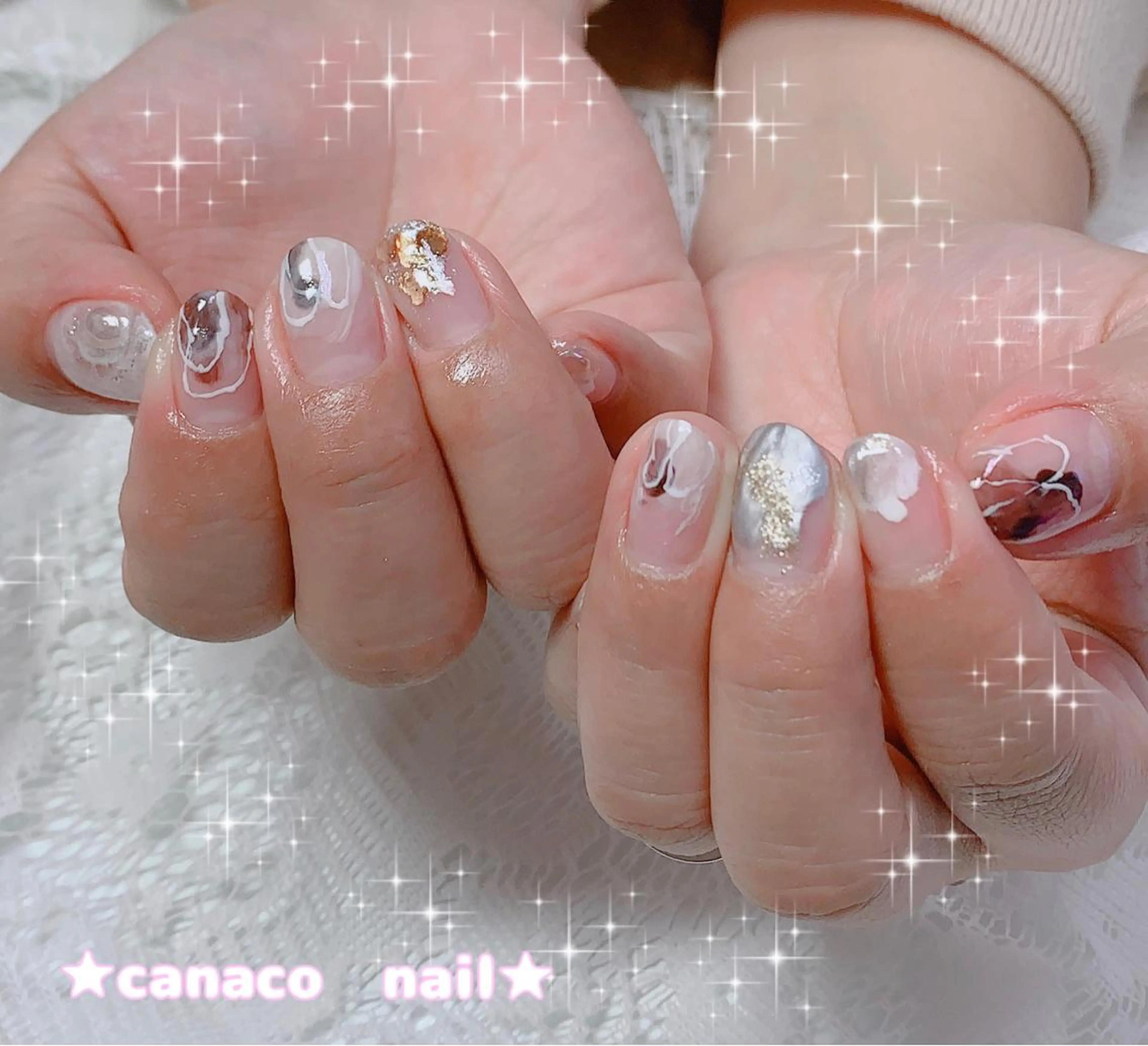 ネイル アートネイル ジェルネイル ニュアンスネイル パラジェル ストーンネイル ベテランネイル cnc  nailのネイルデザイン
