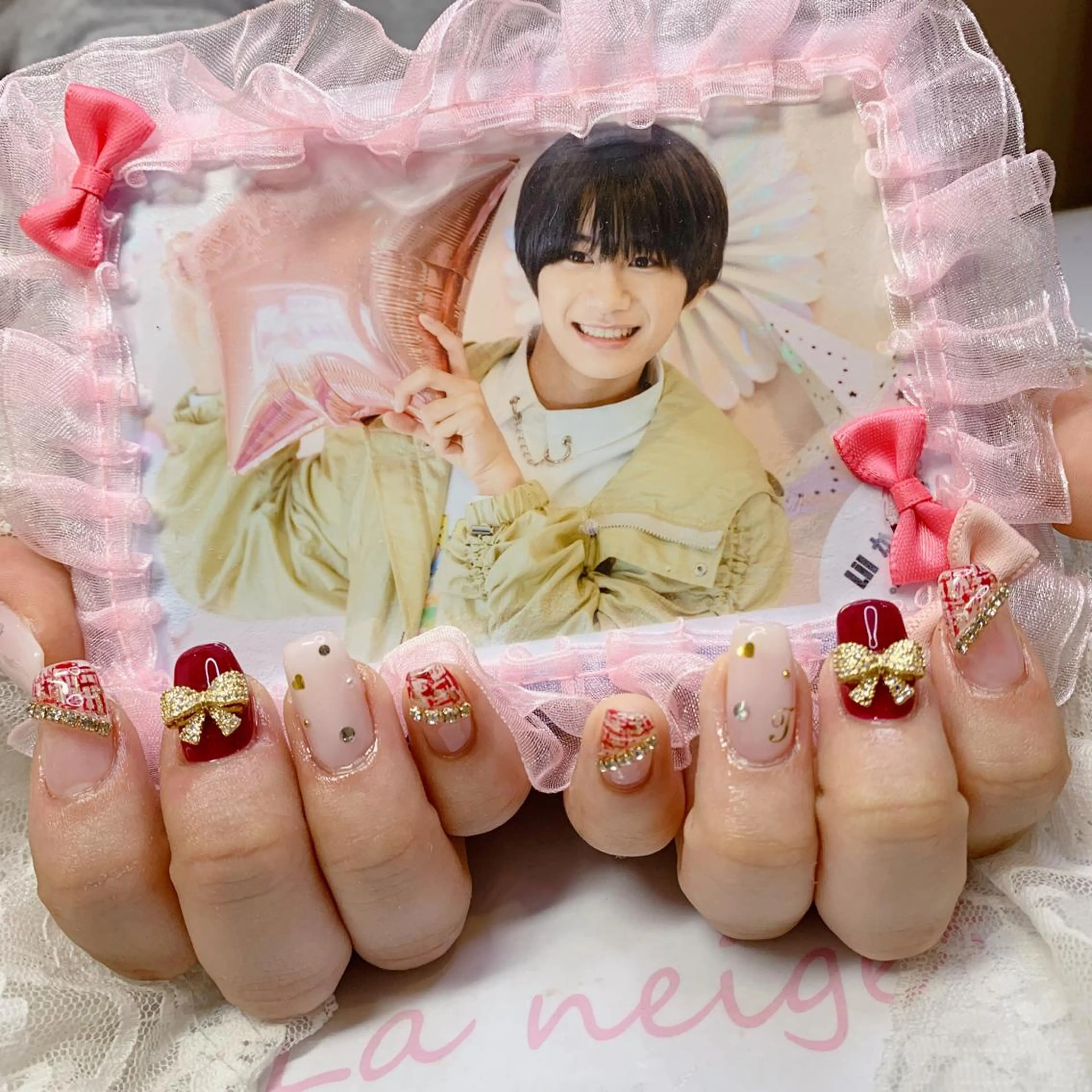 ネイル リボン ハンドネイル La neige* yuki 🐩🌙のネイルデザイン