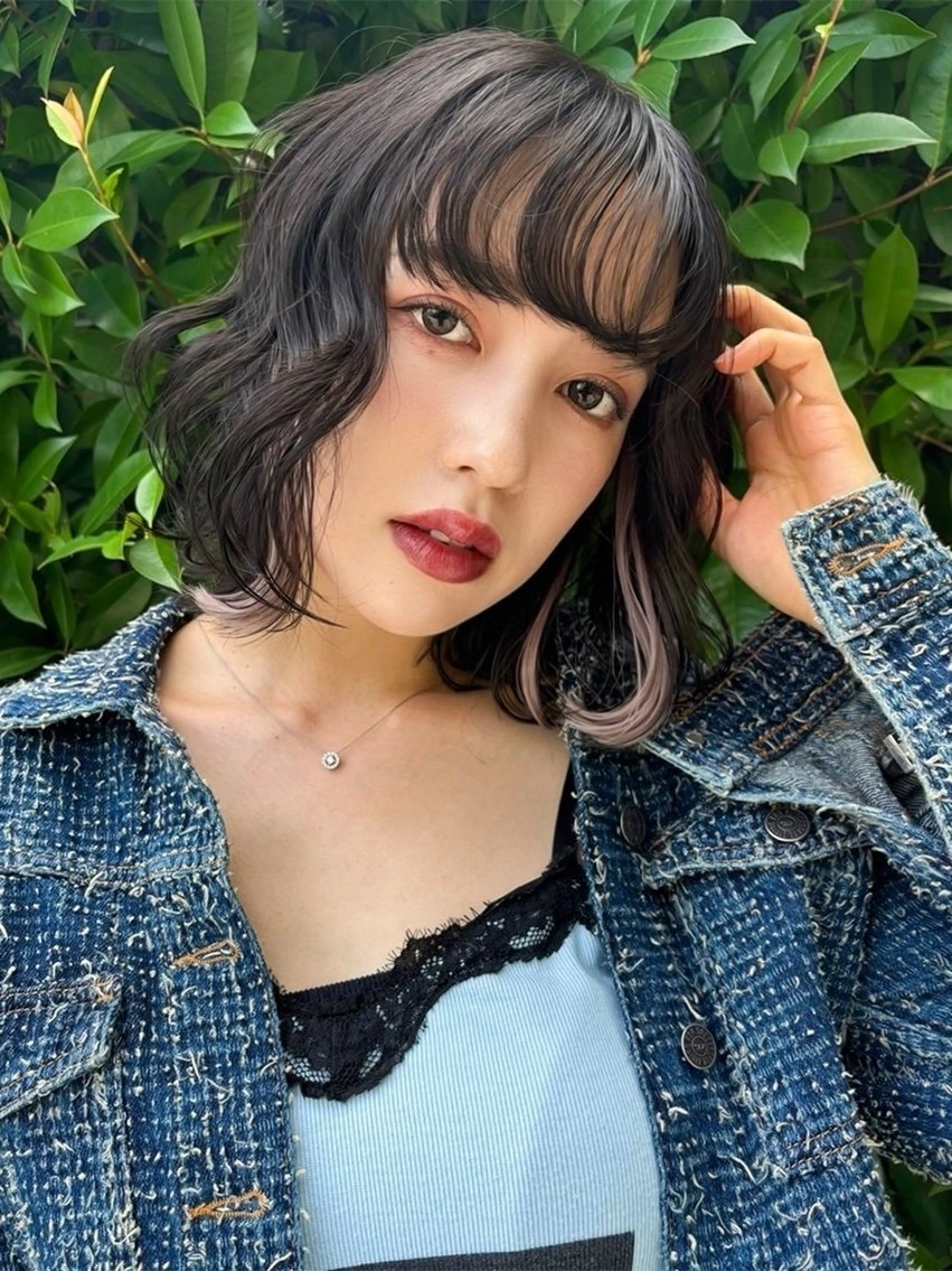 ミディアム ヘアカラー トリートメント 顔まわり/レイヤー/ 西村光稀のヘアスタイル