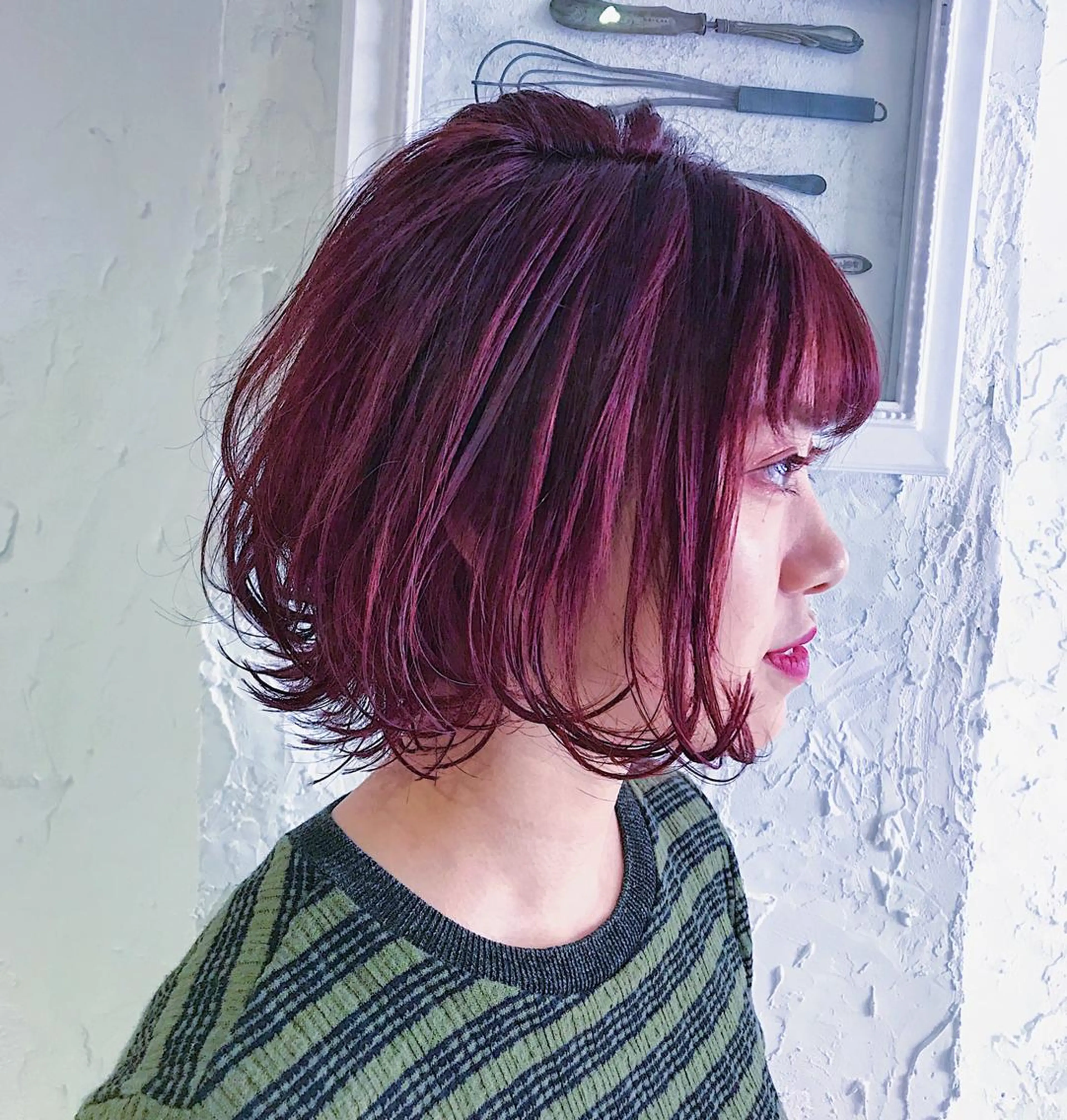 ミディアム カラー カット ヘアカラー トリートメント he elのヘアスタイル