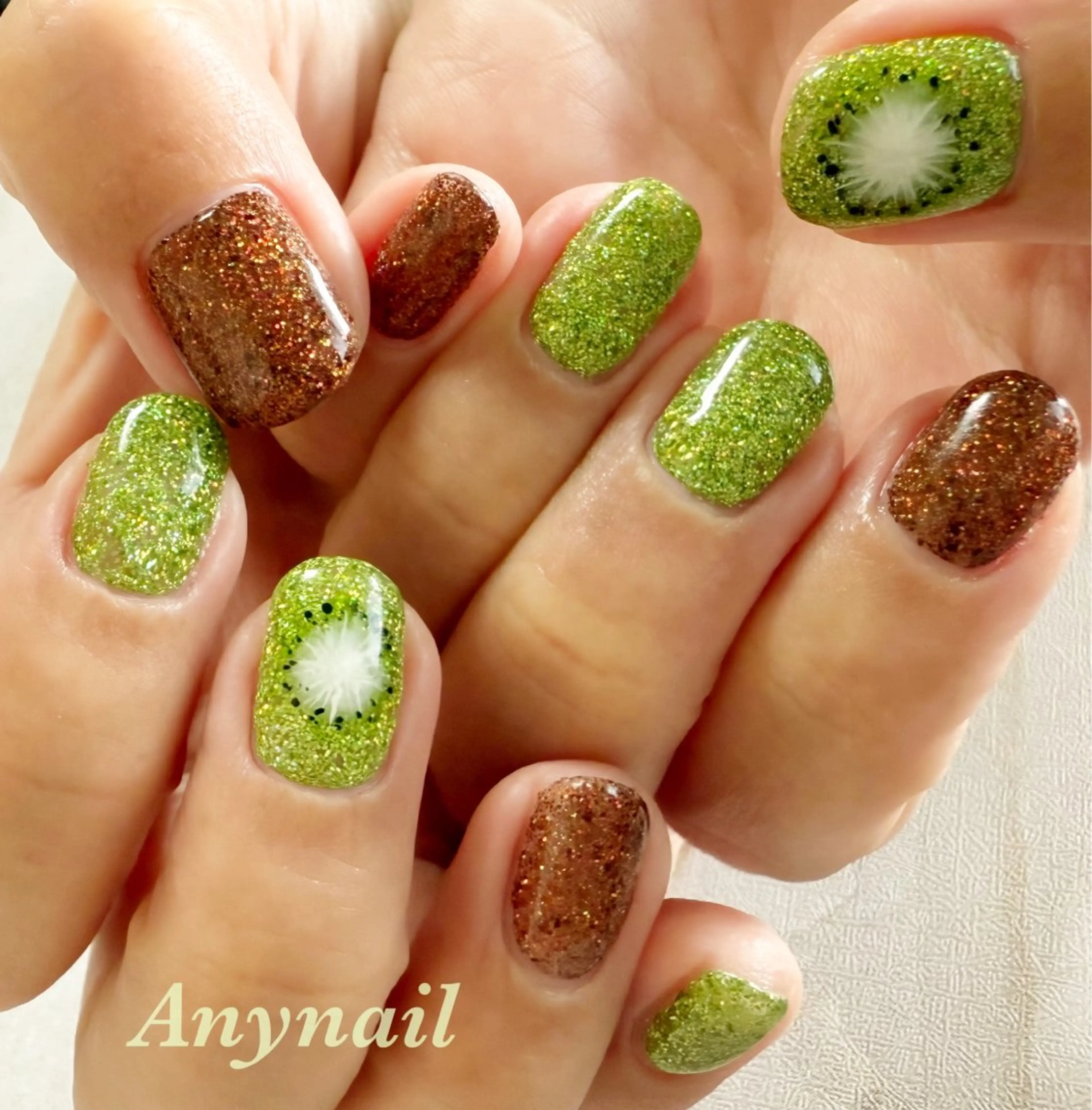 ネイル ブルー ラメ(グリッター) 夏ネイル 岩澤 恵子のネイルデザイン