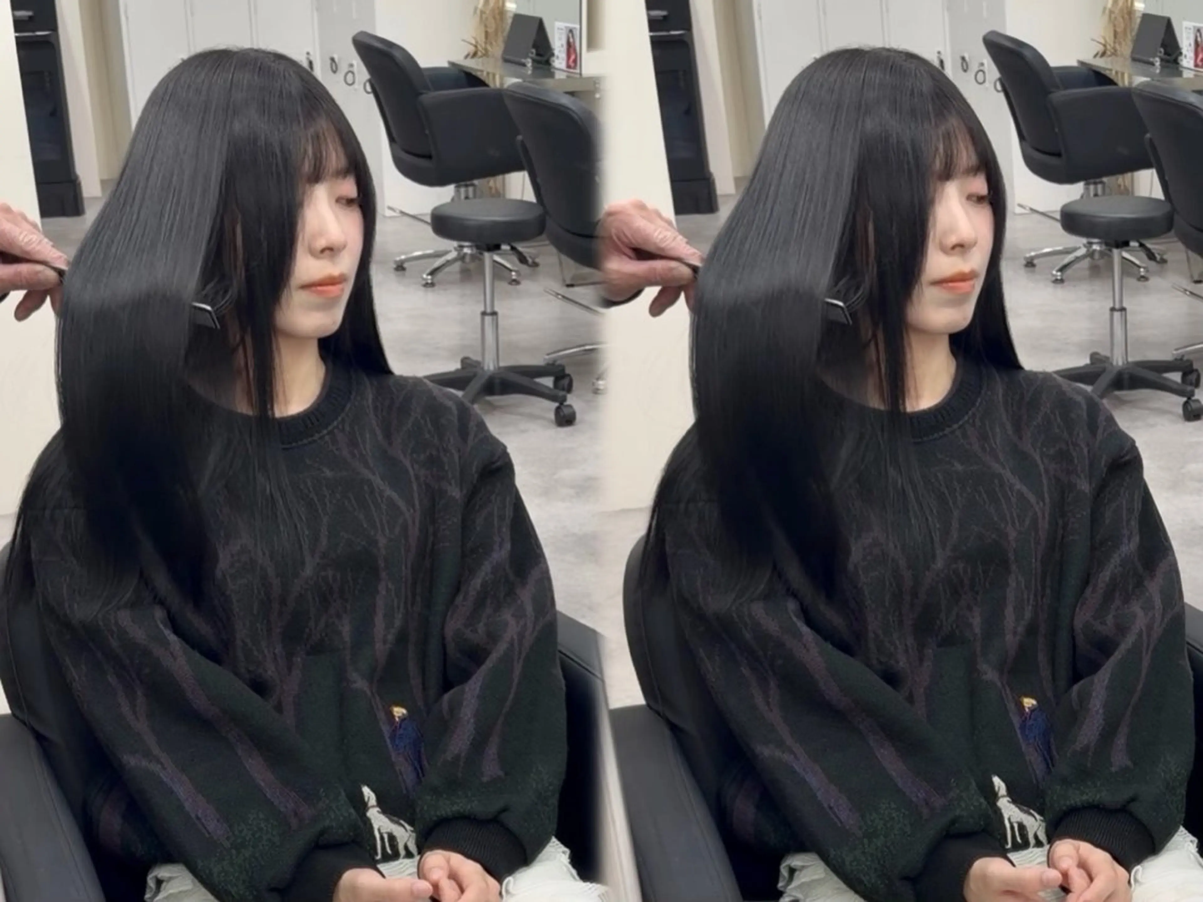 セミロング 縮毛矯正 トリートメント 🫧とぅるん艶髪🫧 透明感カラー×猿渡のヘアスタイル