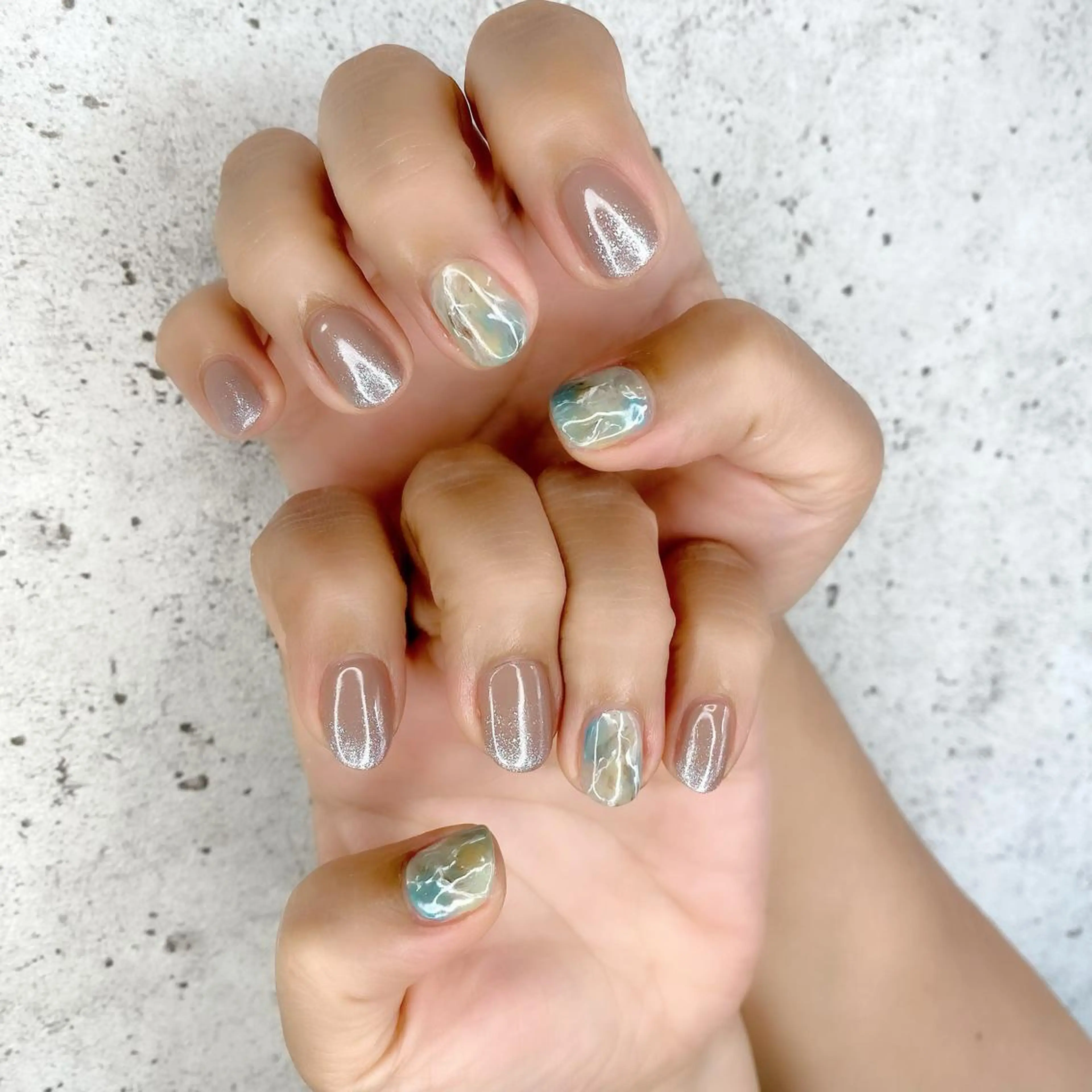 ミディアム カラー パーマ ヘアアレンジ メンズ キッズ ネイル マツエク・マツパ 大理石ネイル(マーブル) ニュアンスネイル 夏ネイル ニュアンスパーマ ハンドネイル Salon Ｋのネイルデザイン