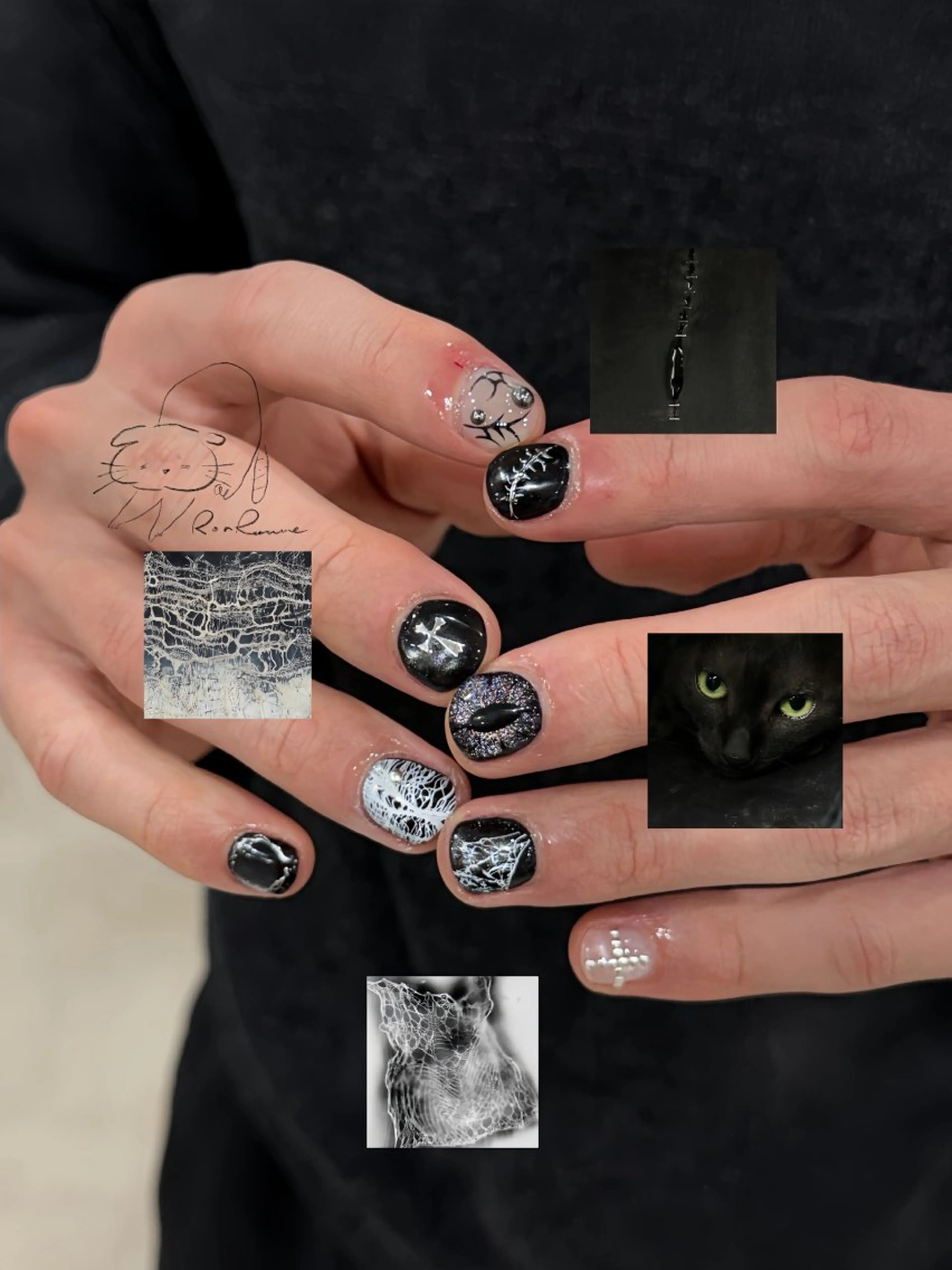 ネイル オーロラネイル 長さ出し フレンチネイル ジェルネイル ミラーネイル ハンドネイル ronronne .のネイルデザイン