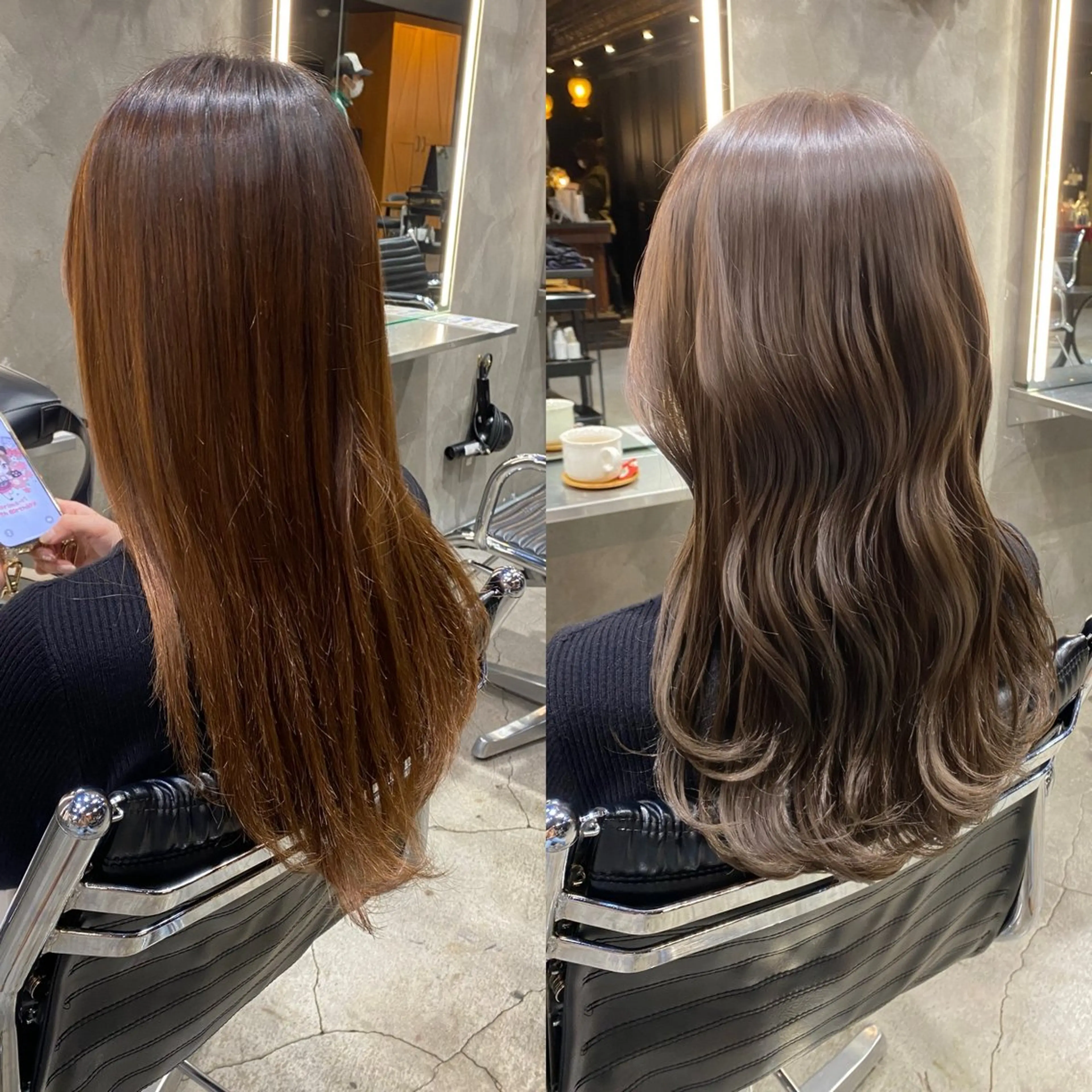 セミロング カラー ベージュカラー ブリーチ ショコラベージュ ダブルカラー ブリーチなしカラー カット ヘアカラー 透明感カラー🌿 グレージュ🐺陽介のヘアスタイル