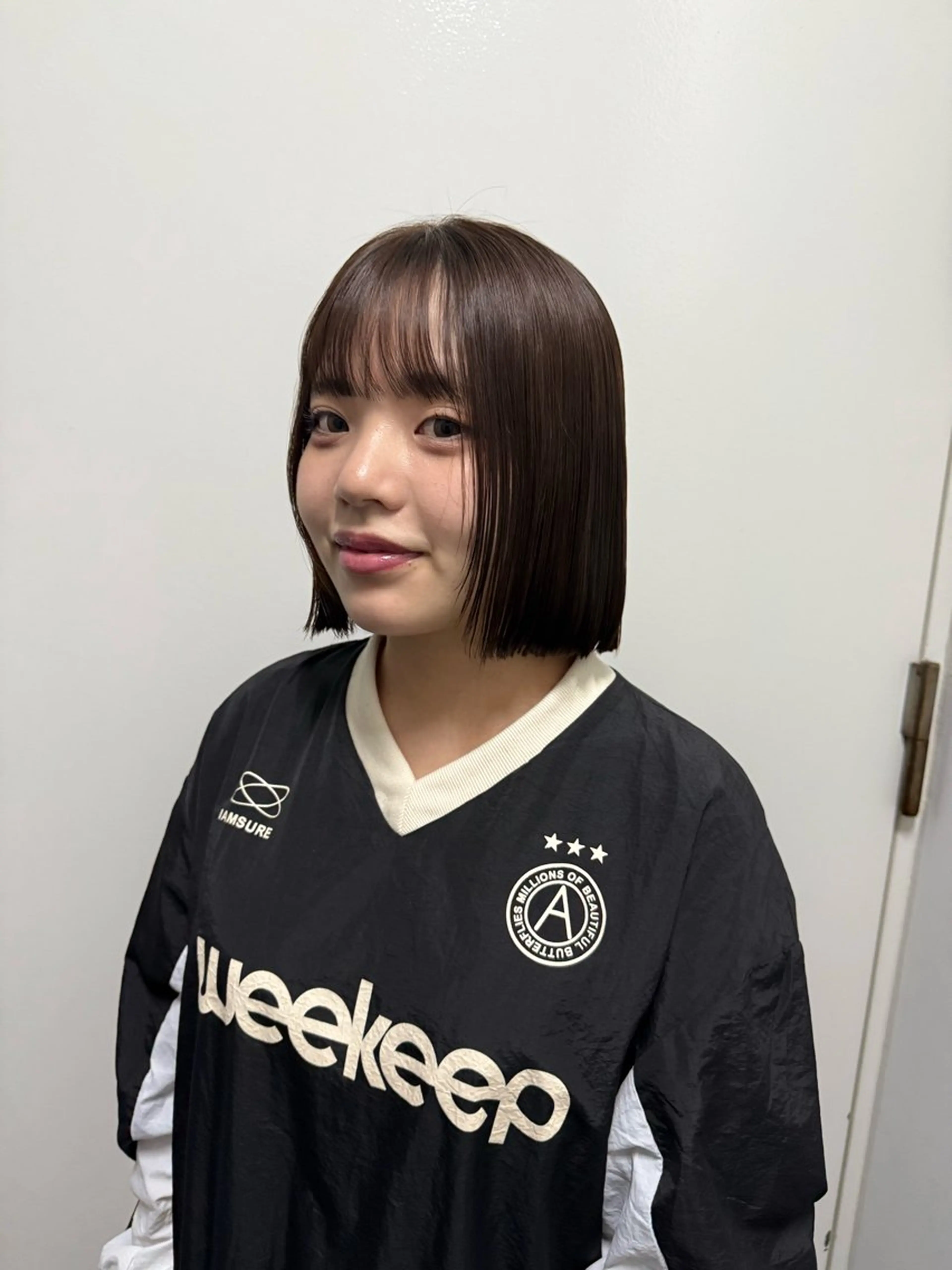 ミディアム カット ヘアカラー 縮毛矯正 トリートメント SHIORI/ ベージュカラー/ボブのヘアスタイル