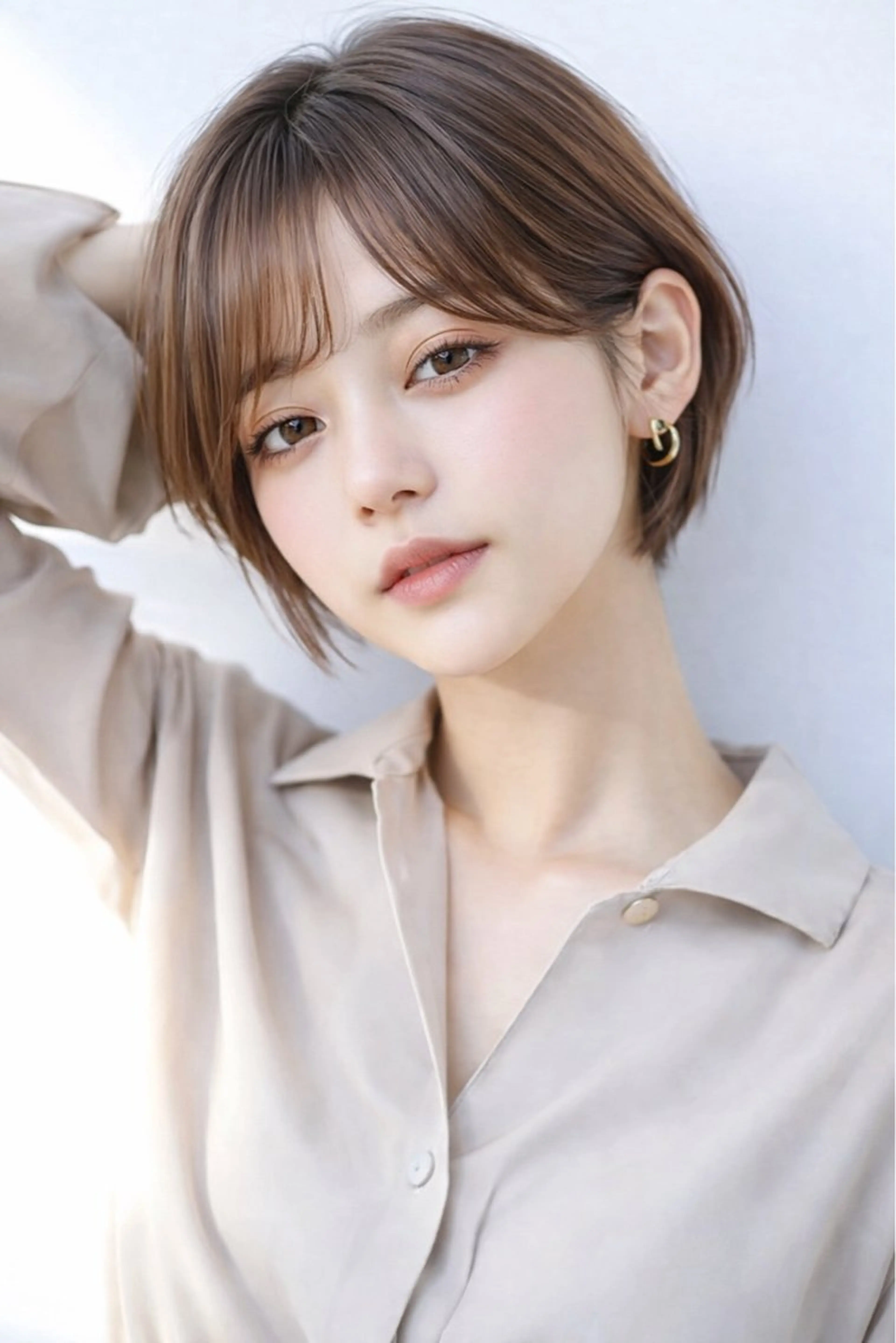 ショート カラー 透明感カラー グレージュ イルミナカラー 外国人風カラー ショートヘア カット ヘアカラー トリートメント 田村和範/似合わせ カラー/髪質改善のヘアスタイル