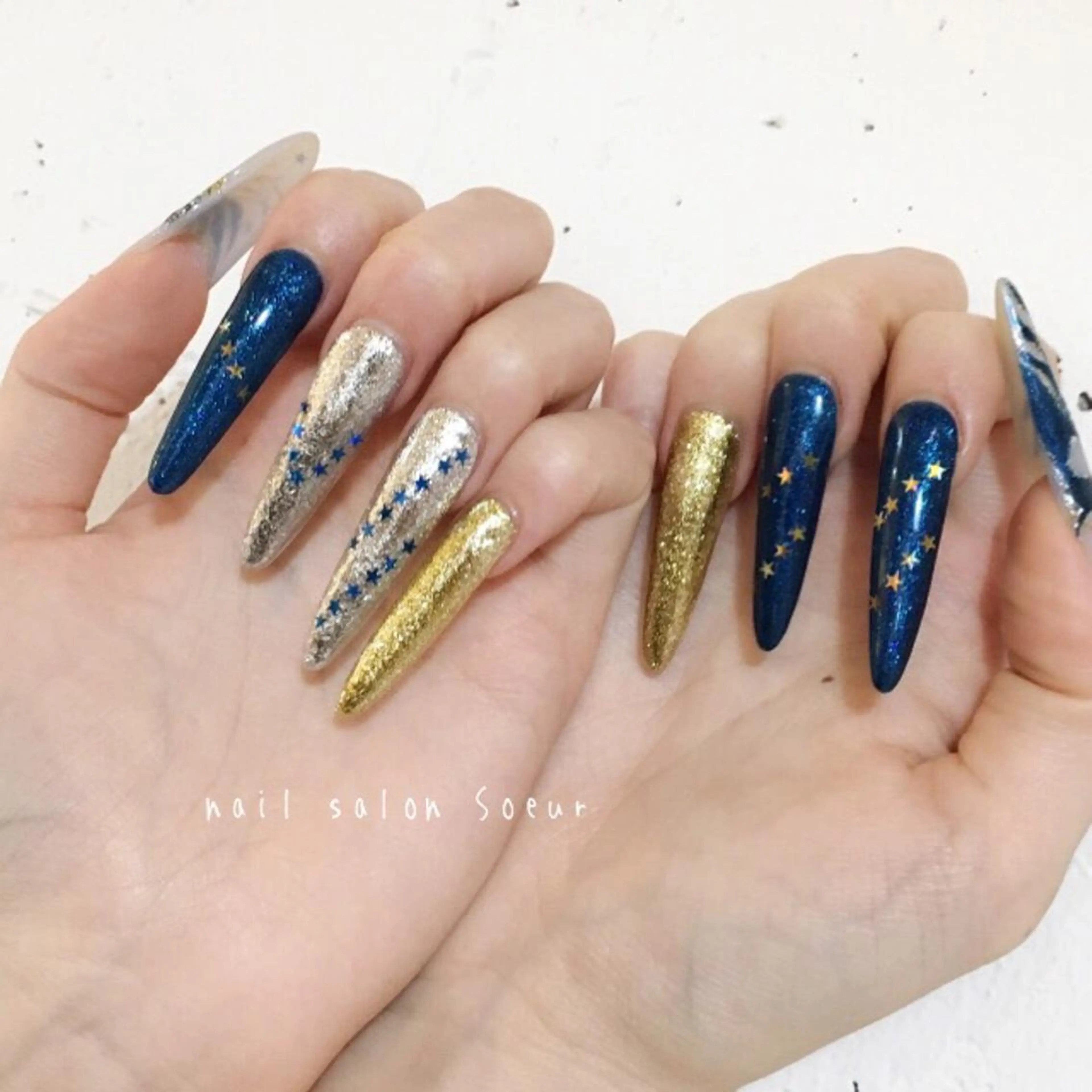 ネイル 長さ出し ロングネイル 持ち込み スカルプネイル ハンドネイル nail salon Soeurのネイルデザイン