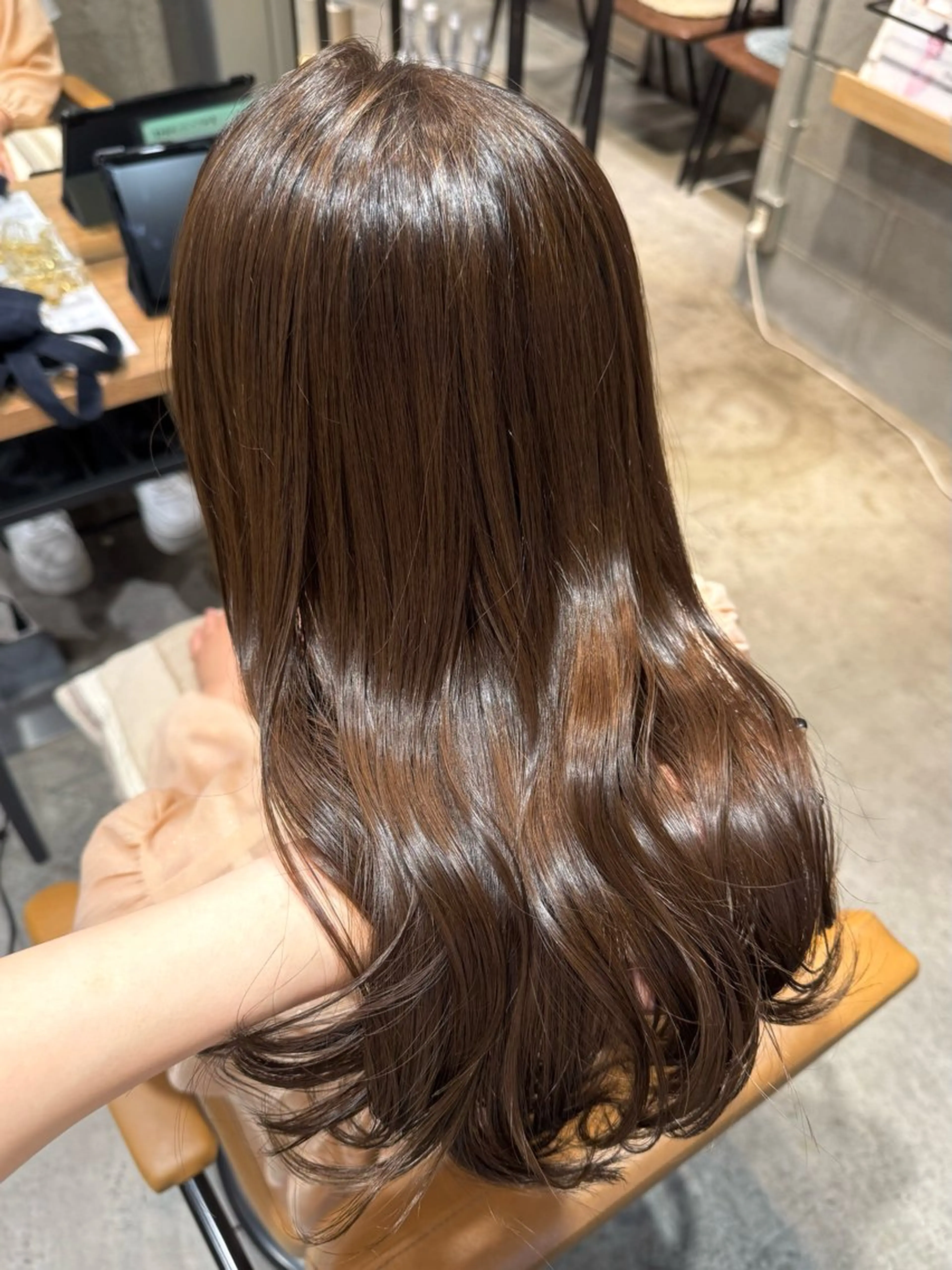セミロング カラー ヘアアレンジ カット ヘアカラー トリートメント ヘッドスパ 顔まわり/艶カラー/ 🤎himari🤎のヘアスタイル