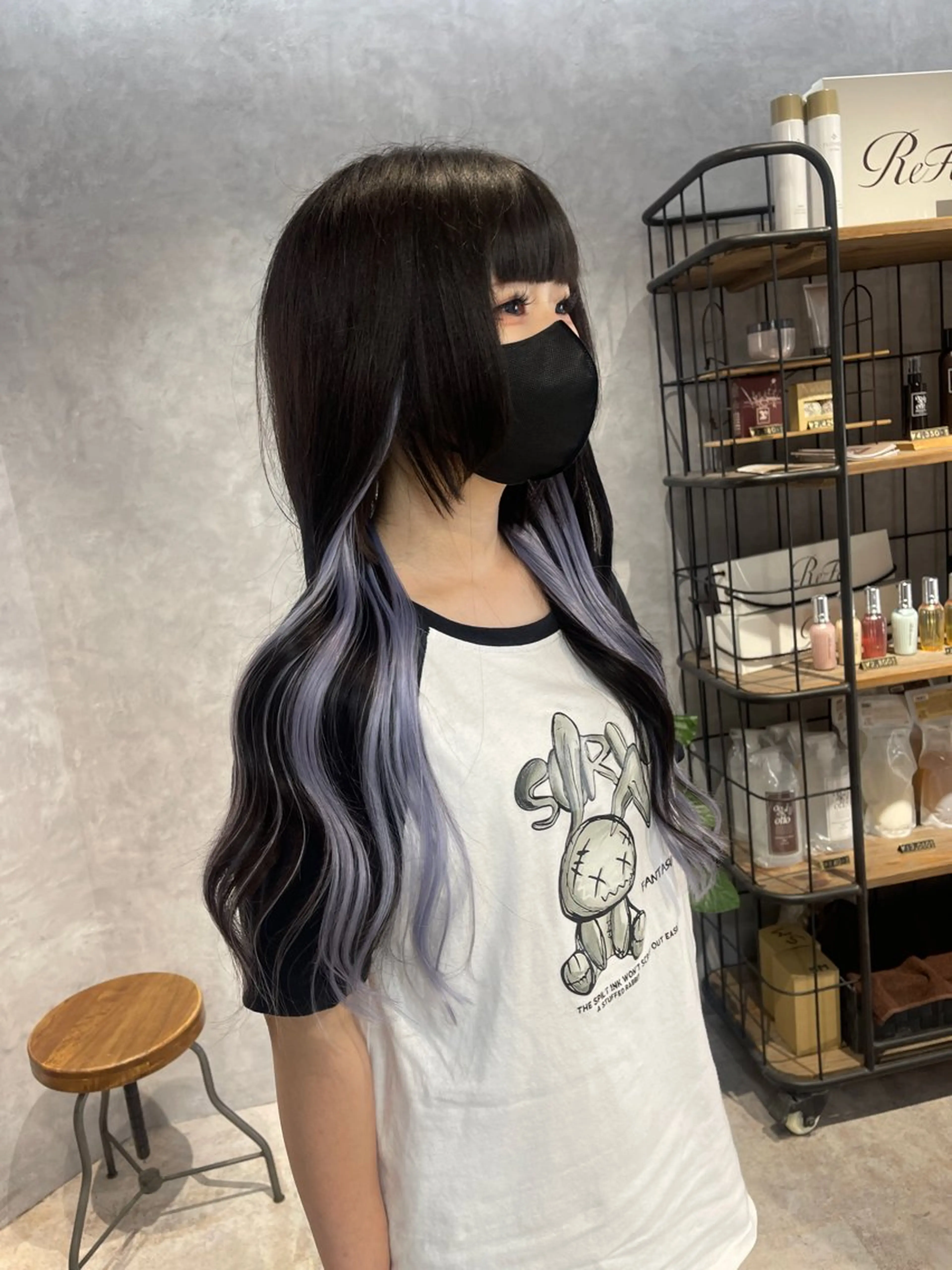 ロング カラー ブリーチ インナーカラー カット ヘアカラー エクステ 福西 洋斗のヘアスタイル