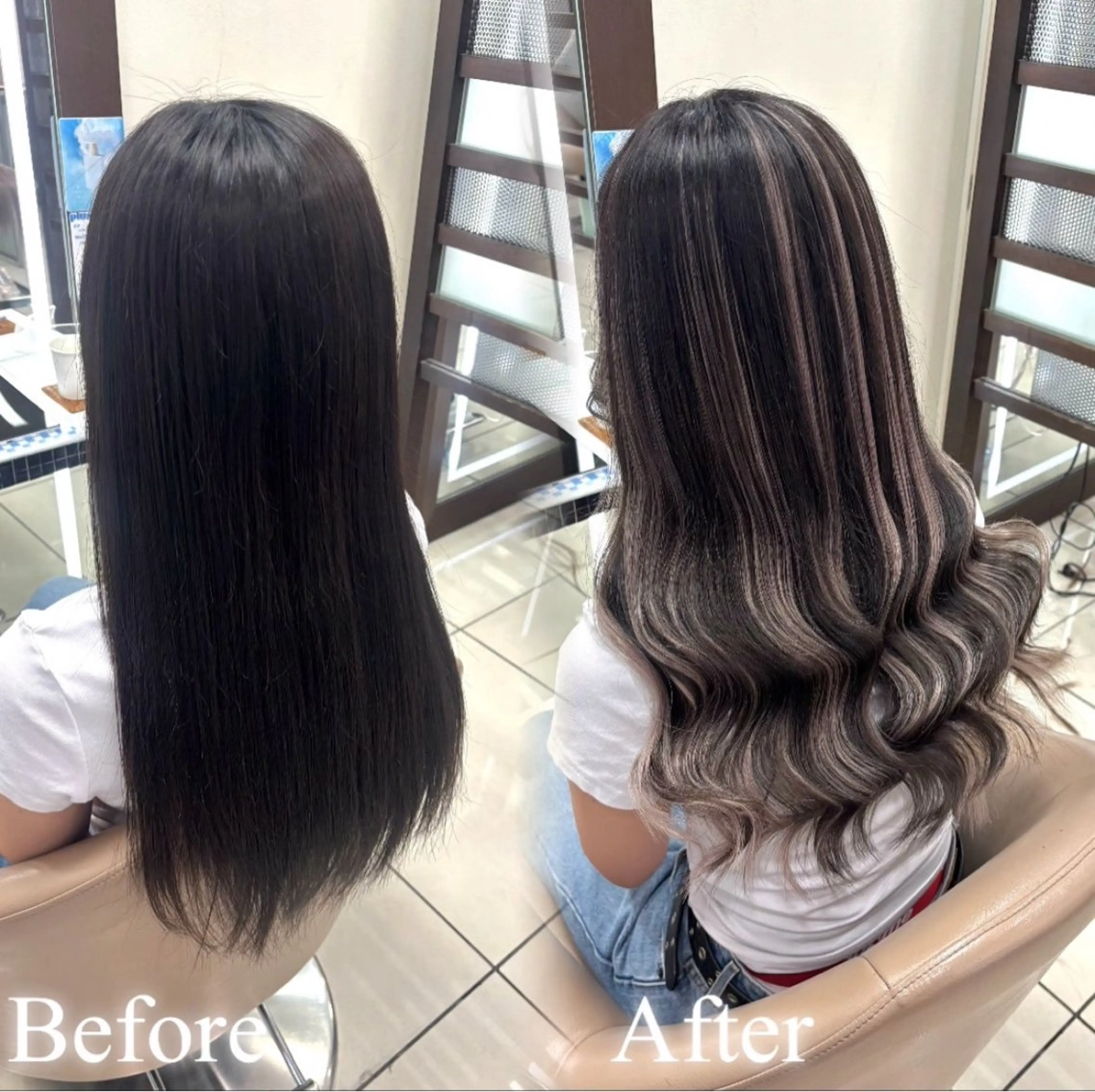 ロング カラー 羽エクステ/シール エクステ/横浜駅5分のヘアスタイル