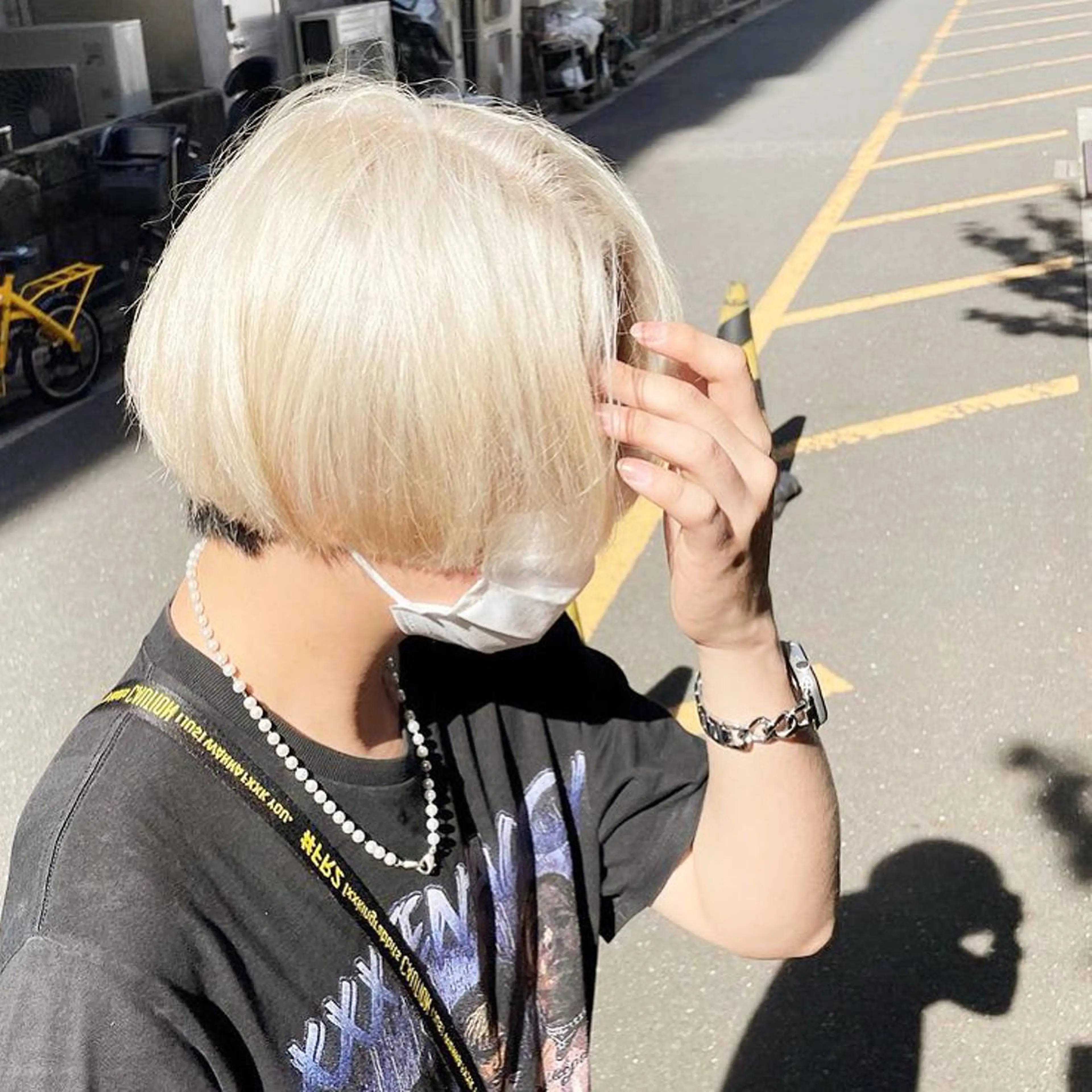 ショート カラー メンズ カット ヘアカラー トリートメント ヘアセット 個性派ウルフ/メンズ /ブリーチ/渋谷のヘアスタイル