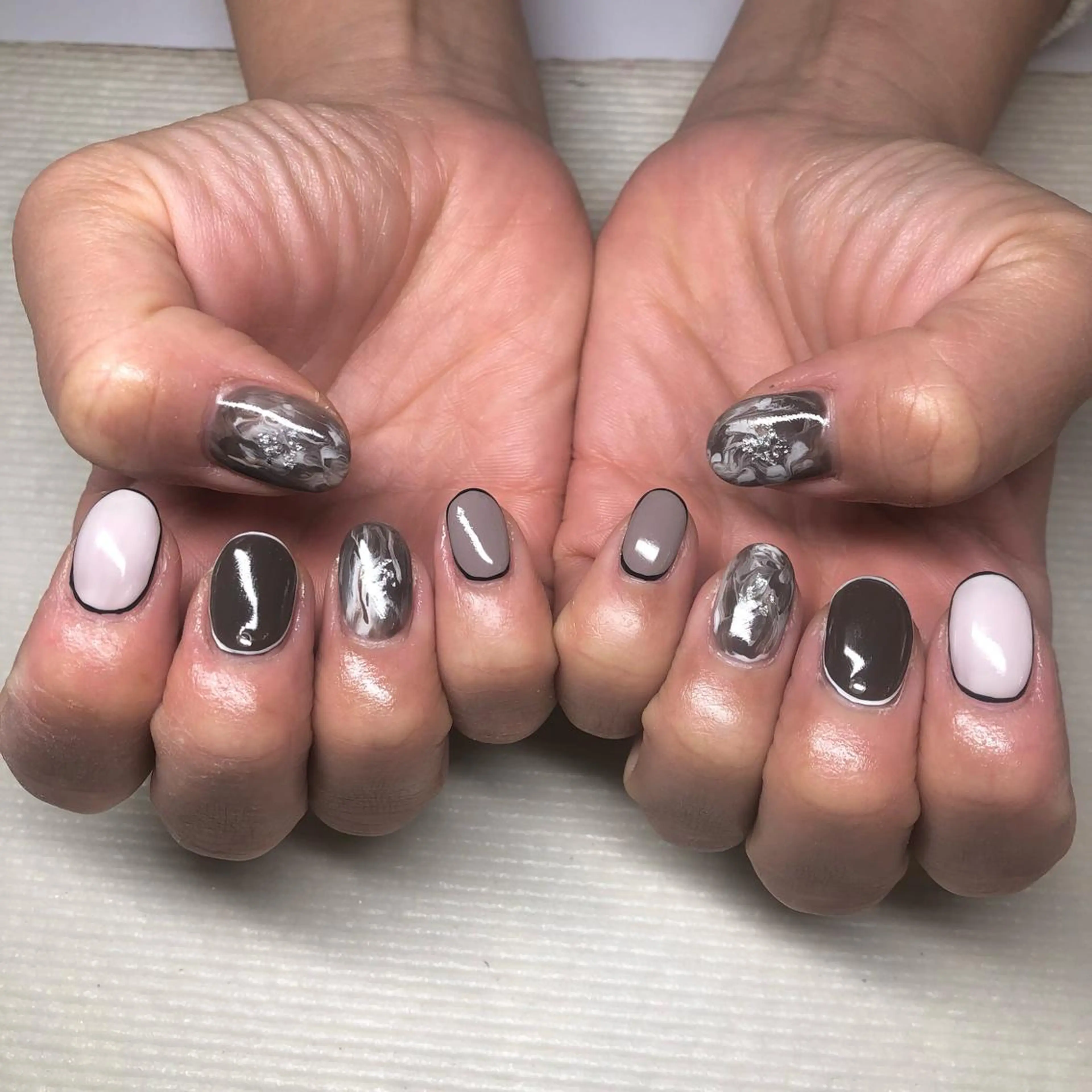 ネイル 大理石ネイル(マーブル) 持ち込み いちじゅう あおいのネイルデザイン