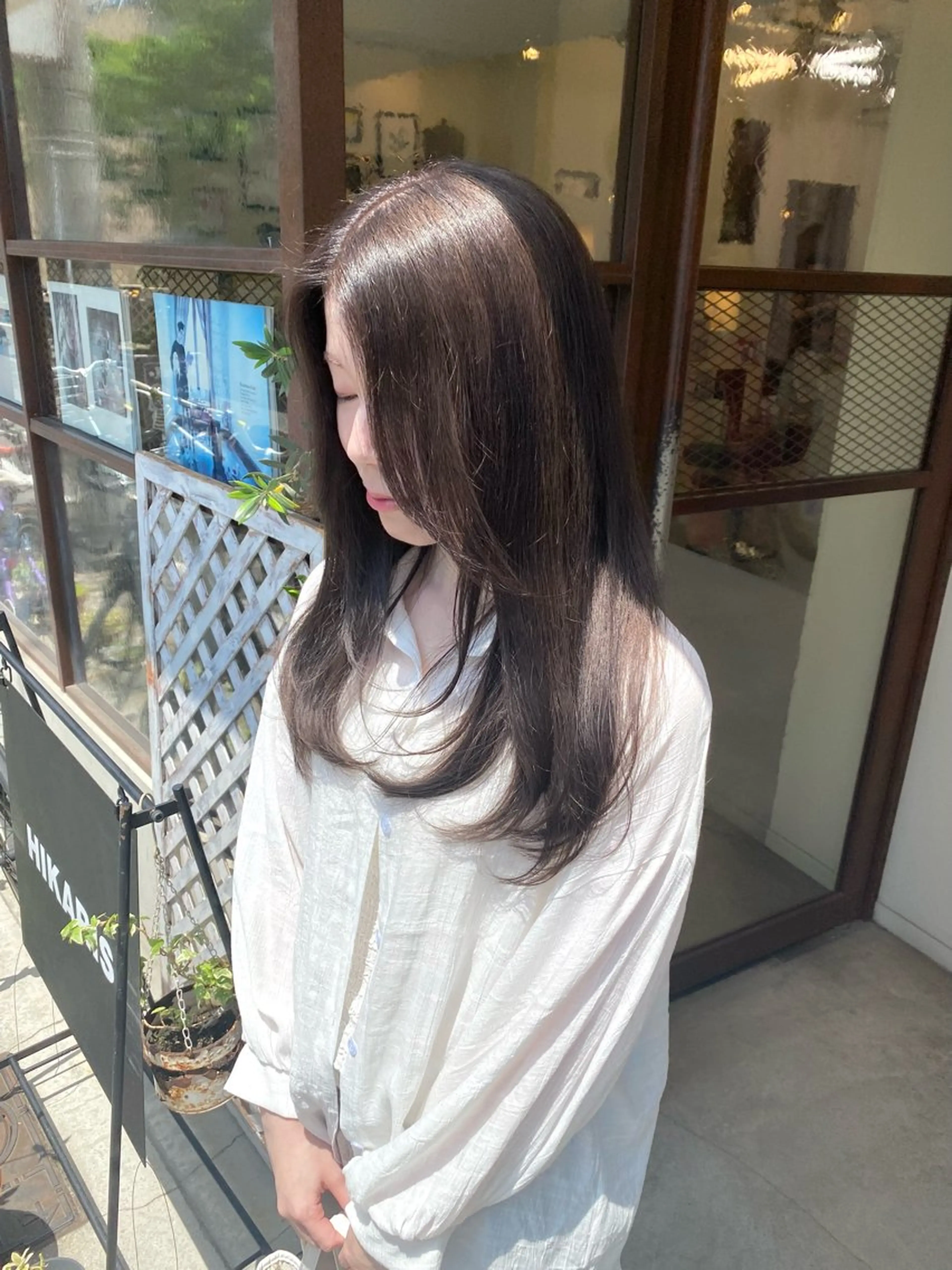 セミロング カラー 透明感カラー グレージュ ラベンダーカラー ラベンダーグレージュ ラベンダーグレー ウチダ ユウヤのヘアスタイル