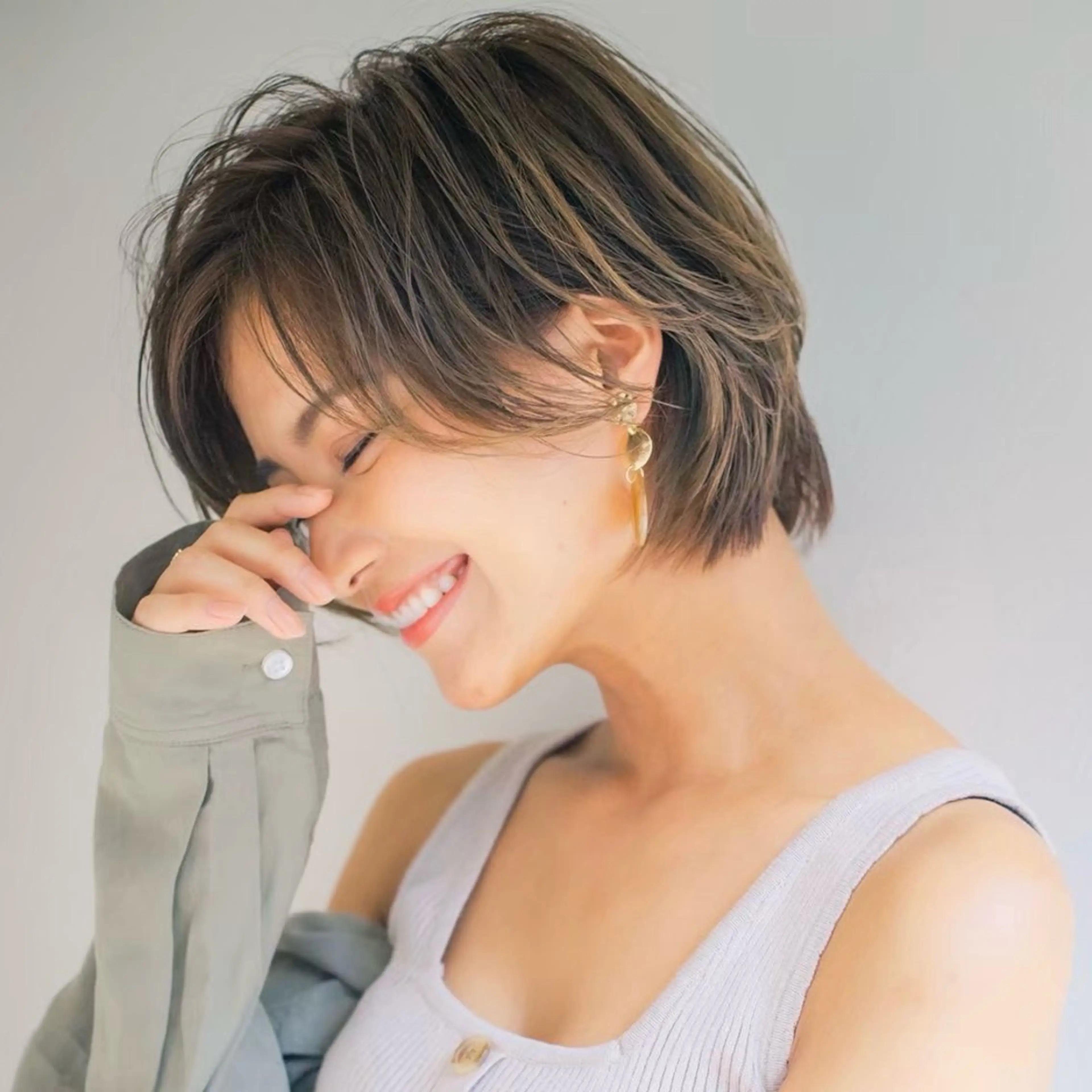 ショート パーマ 縮毛矯正/ストンボブ Wカラー💎ヒデジのヘアスタイル