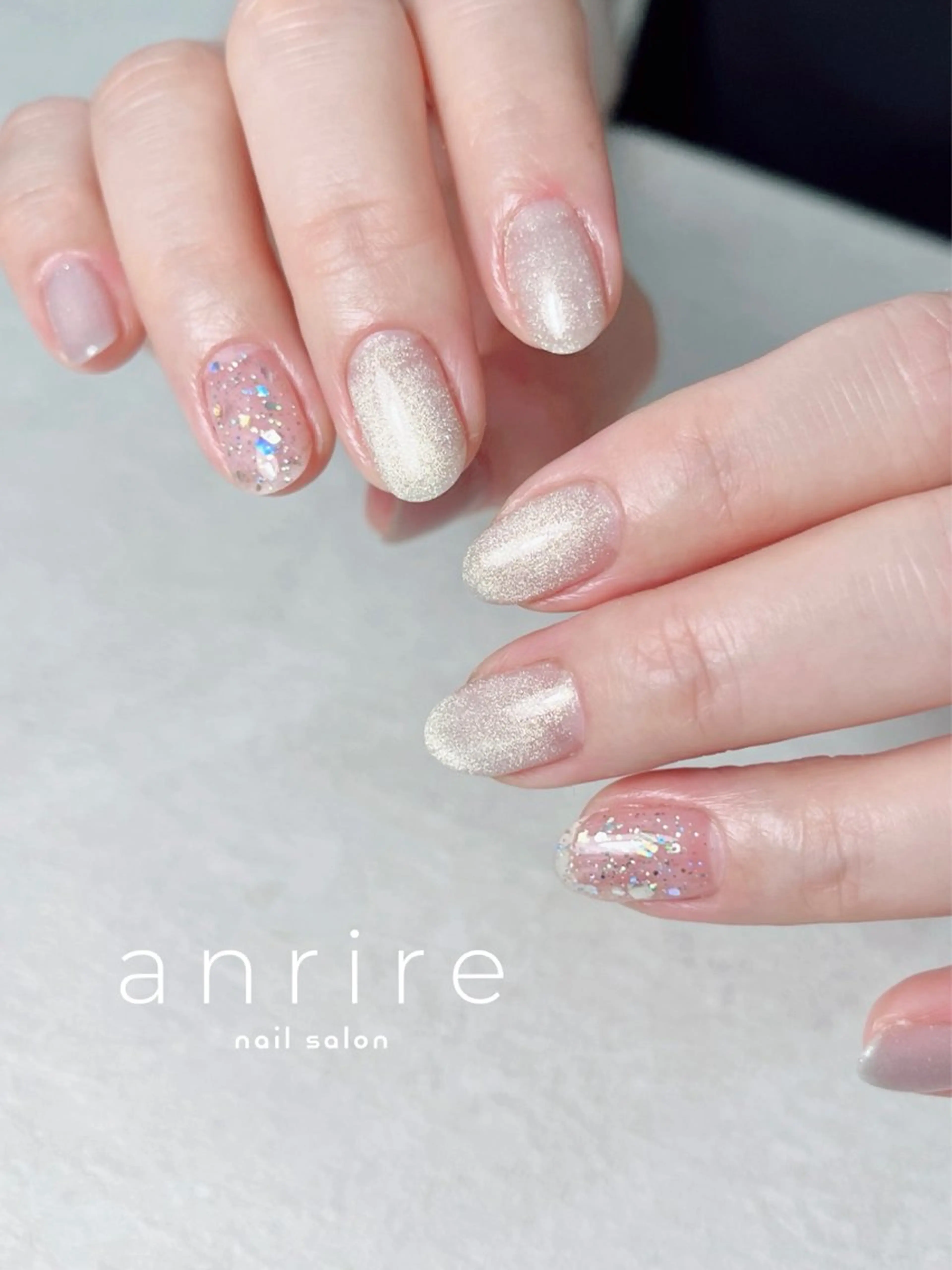 ネイル ジェルネイル キラキラネイル ラメ(グリッター) マグネットネイル オフィスネイル ハンドネイル nailsalon anrireのネイルデザイン
