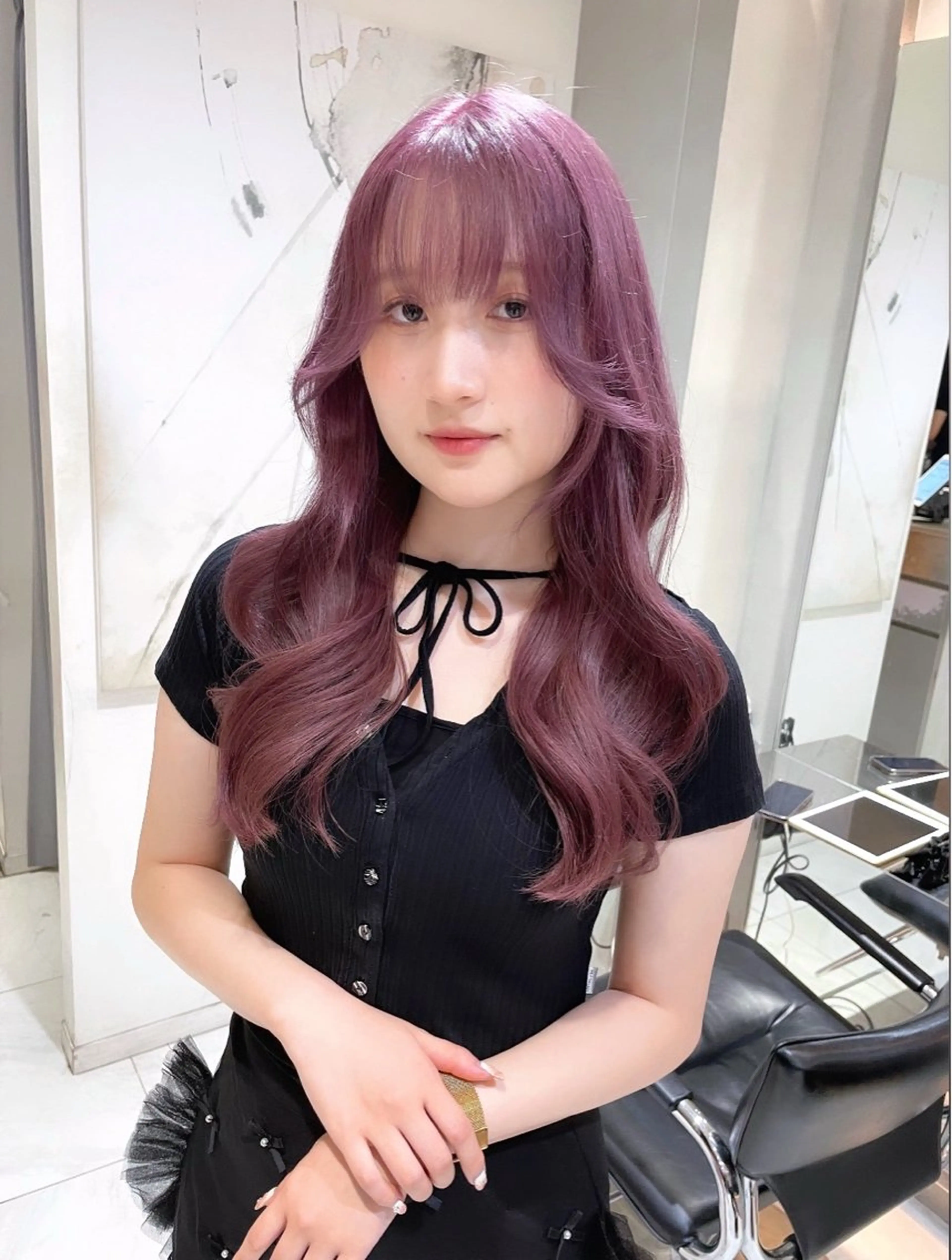 ロング カラー カット ヘアカラー ワンホン/韓国ヘア 🤍amiのヘアスタイル