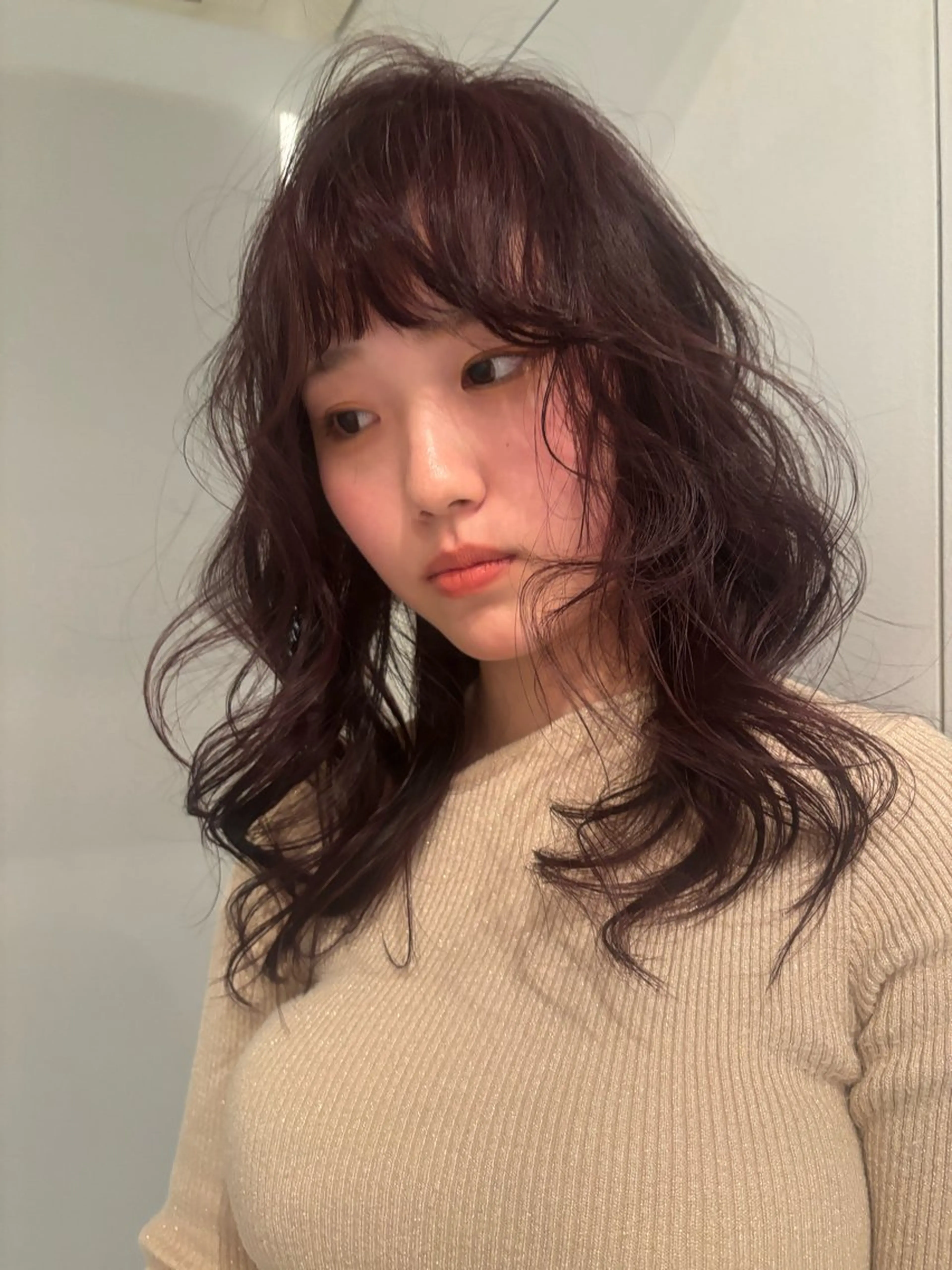 セミロング 🐏Yuna＊透明感 ハイトーンカラー✨のヘアスタイル