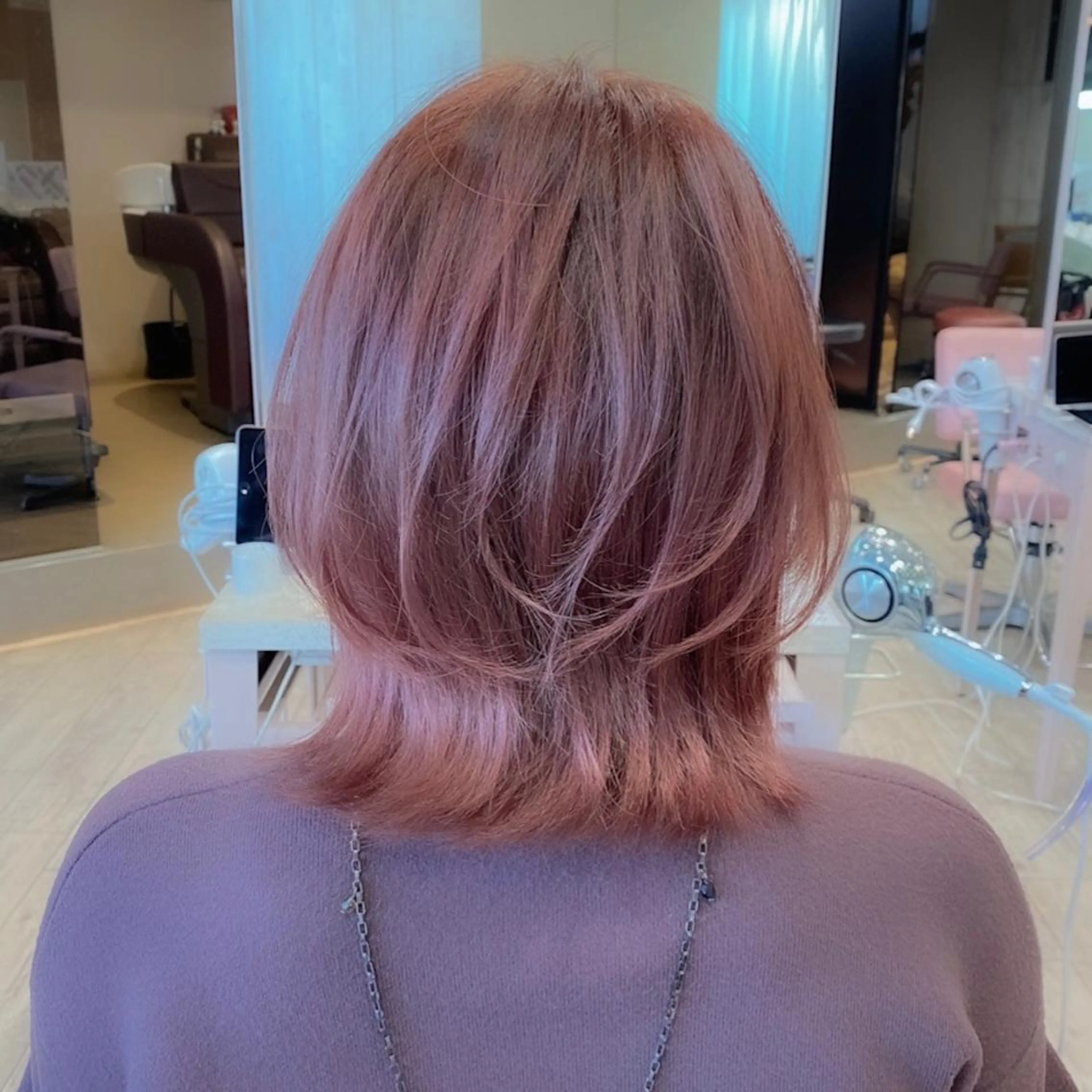 ミディアム カラー カット ヘアカラー トリートメント 顔まわりカット🌟 くびれヘア/寺門遥輝のヘアスタイル