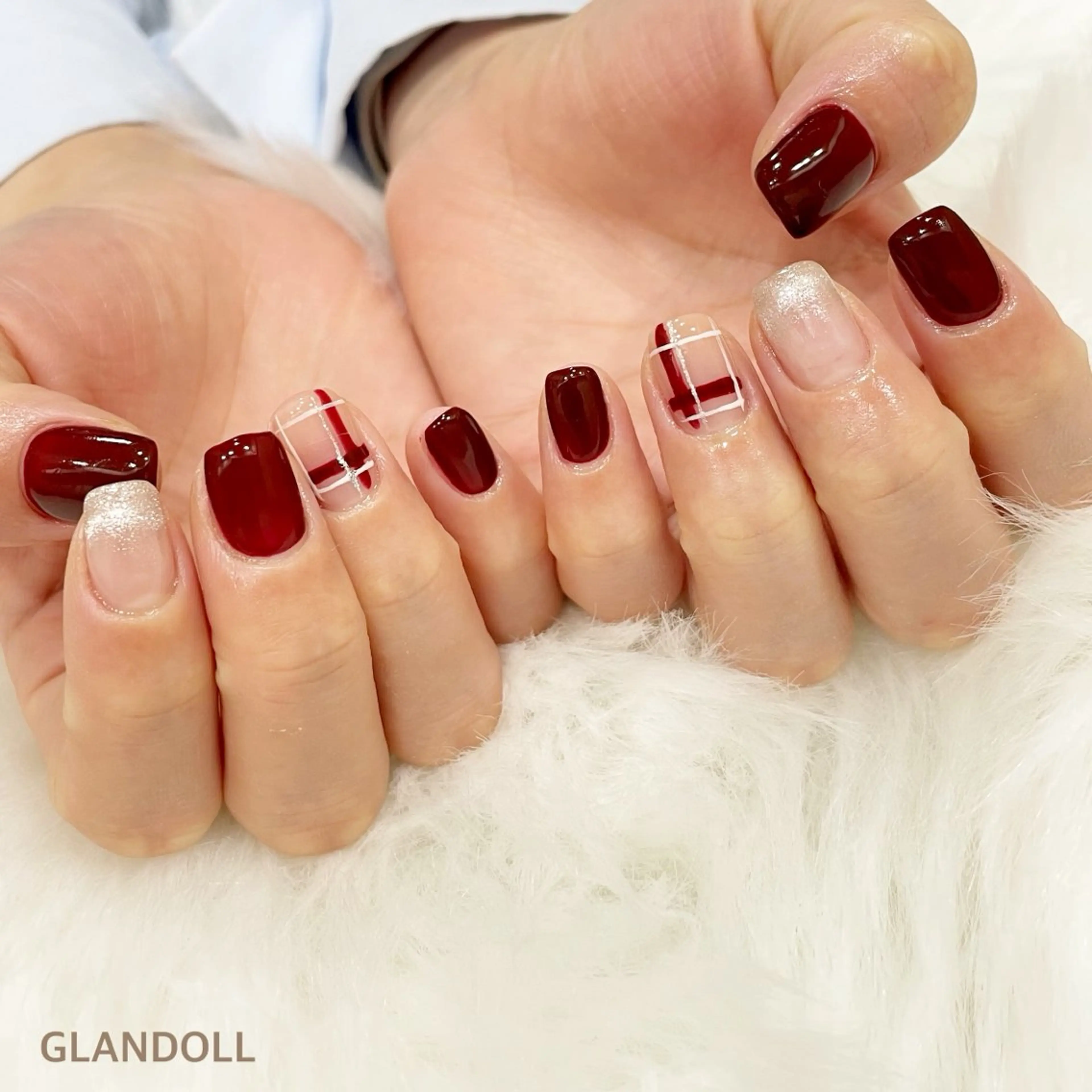 ネイル ボルドー ハンドネイル GLANDOLL YURIのネイルデザイン