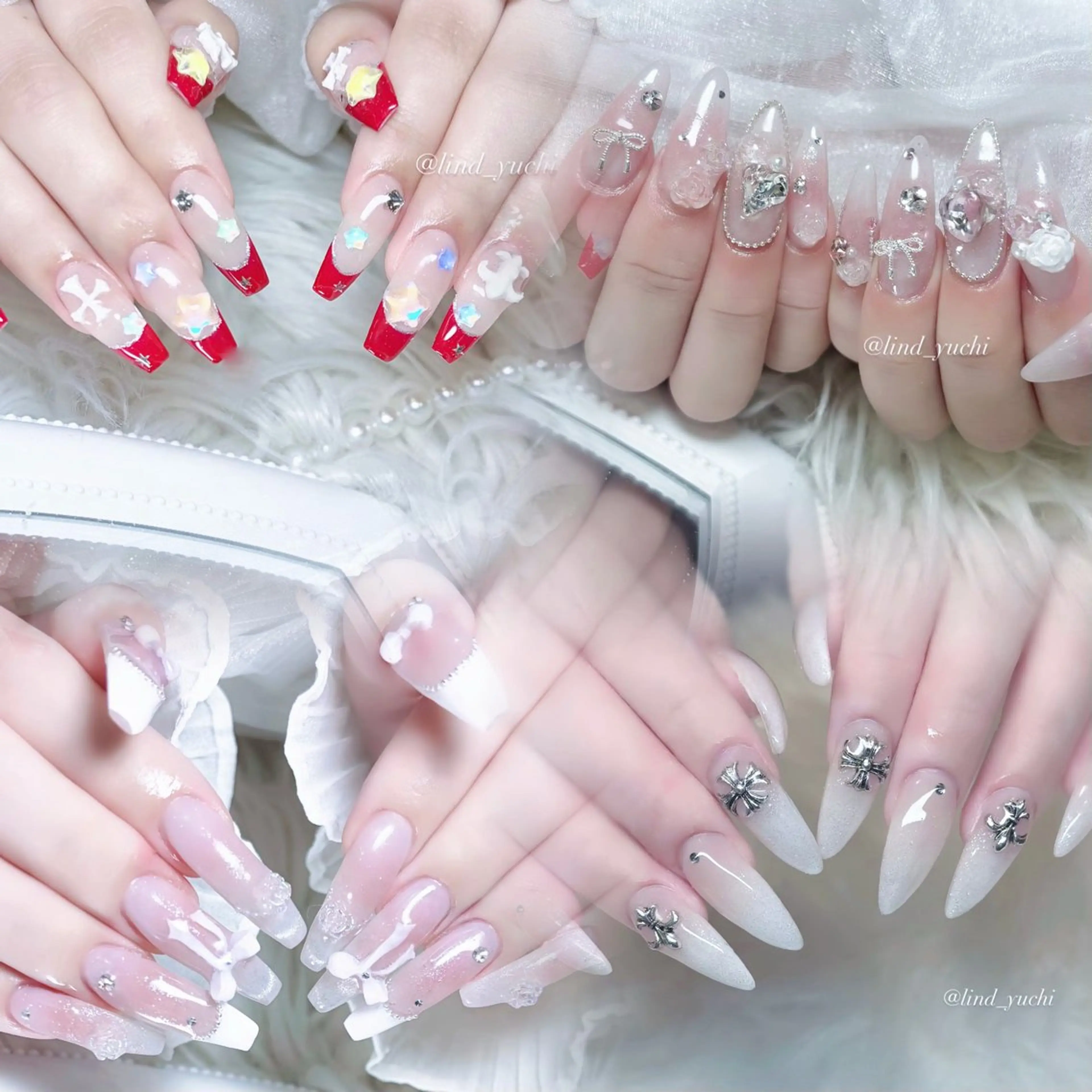 ネイル yuchi🎀 ちゅるん/キラキラのネイルデザイン