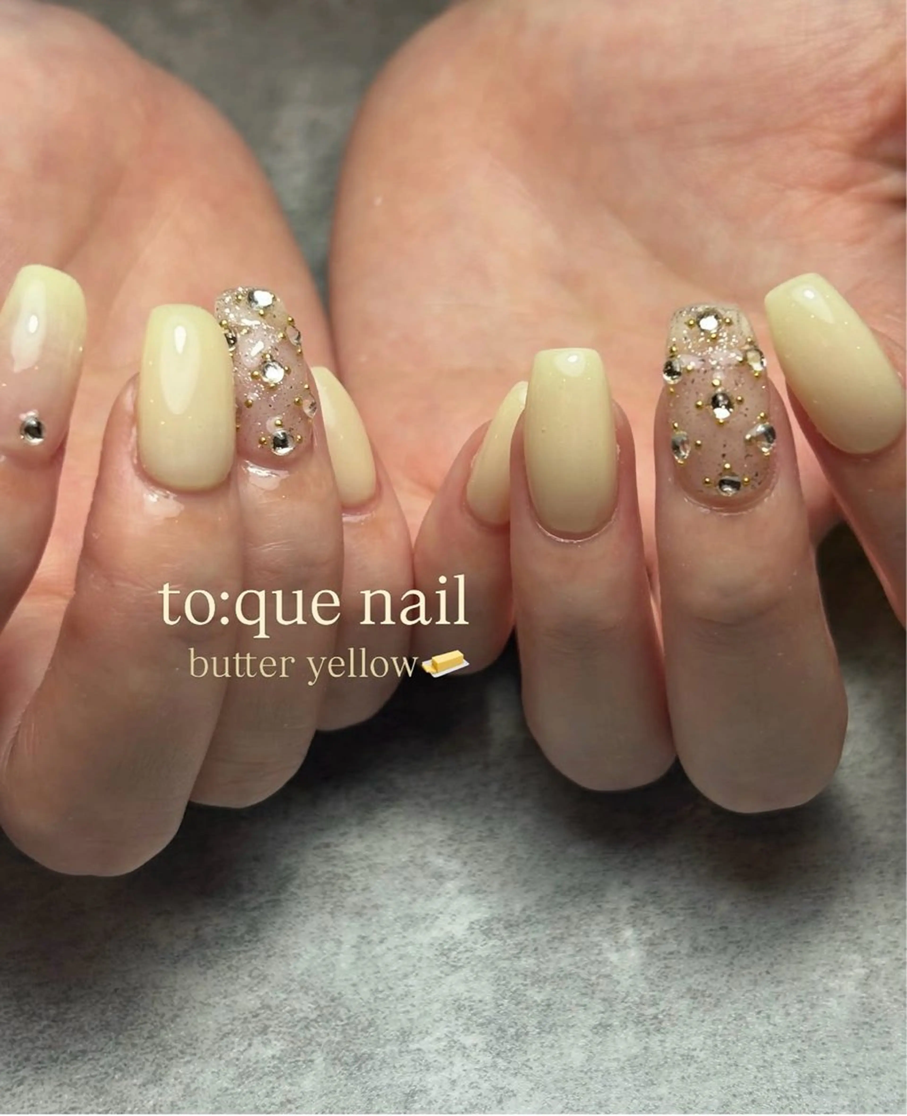 ネイル ジェルネイル オフィスネイル パラジェル 黄色 ハンドネイル 本町🤍ちゅるん 自爪育成✨🤍のネイルデザイン