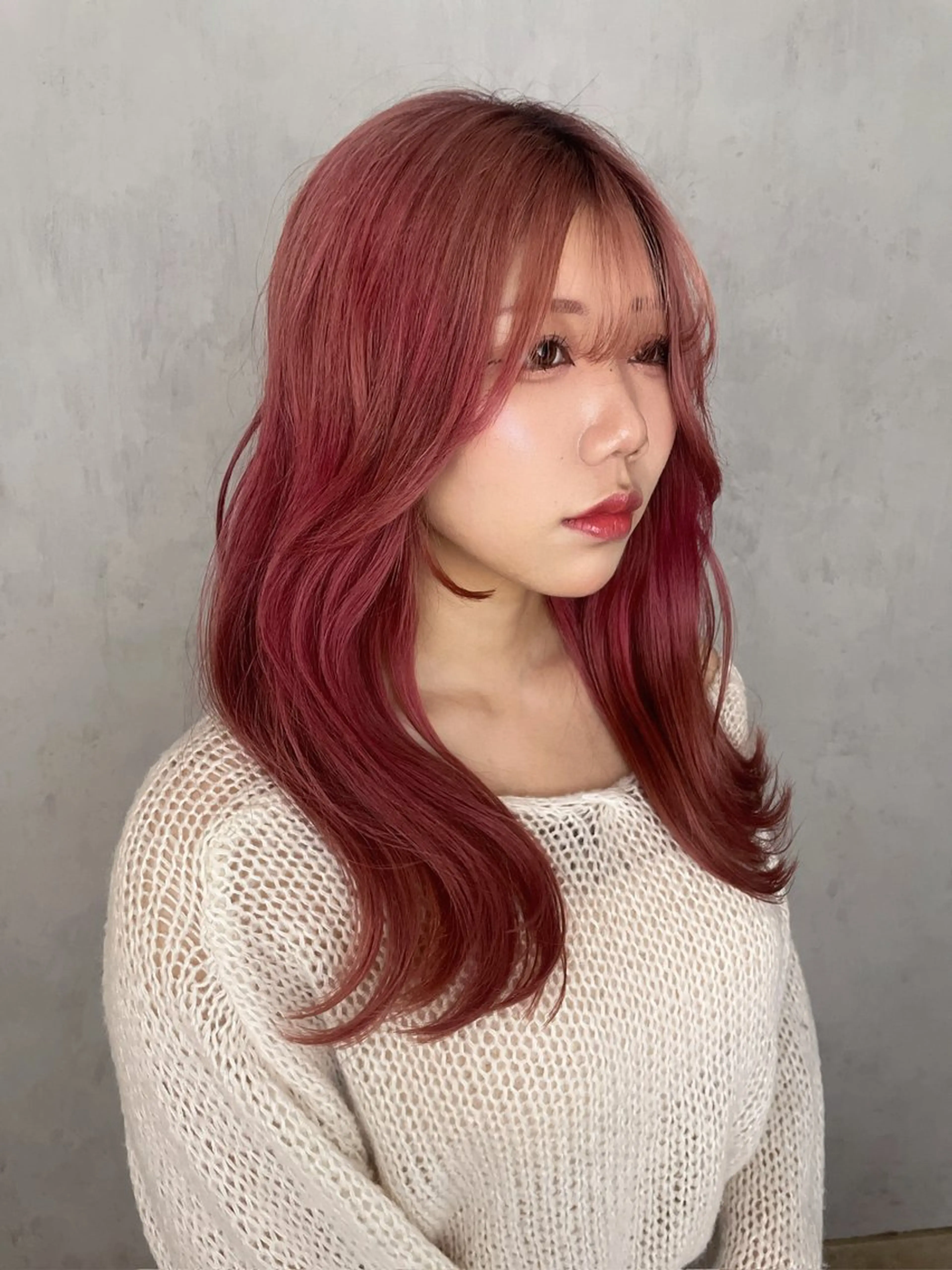 カラー ブリーチ レッドカラー ヘアカラー 篠原 一成のヘアスタイル