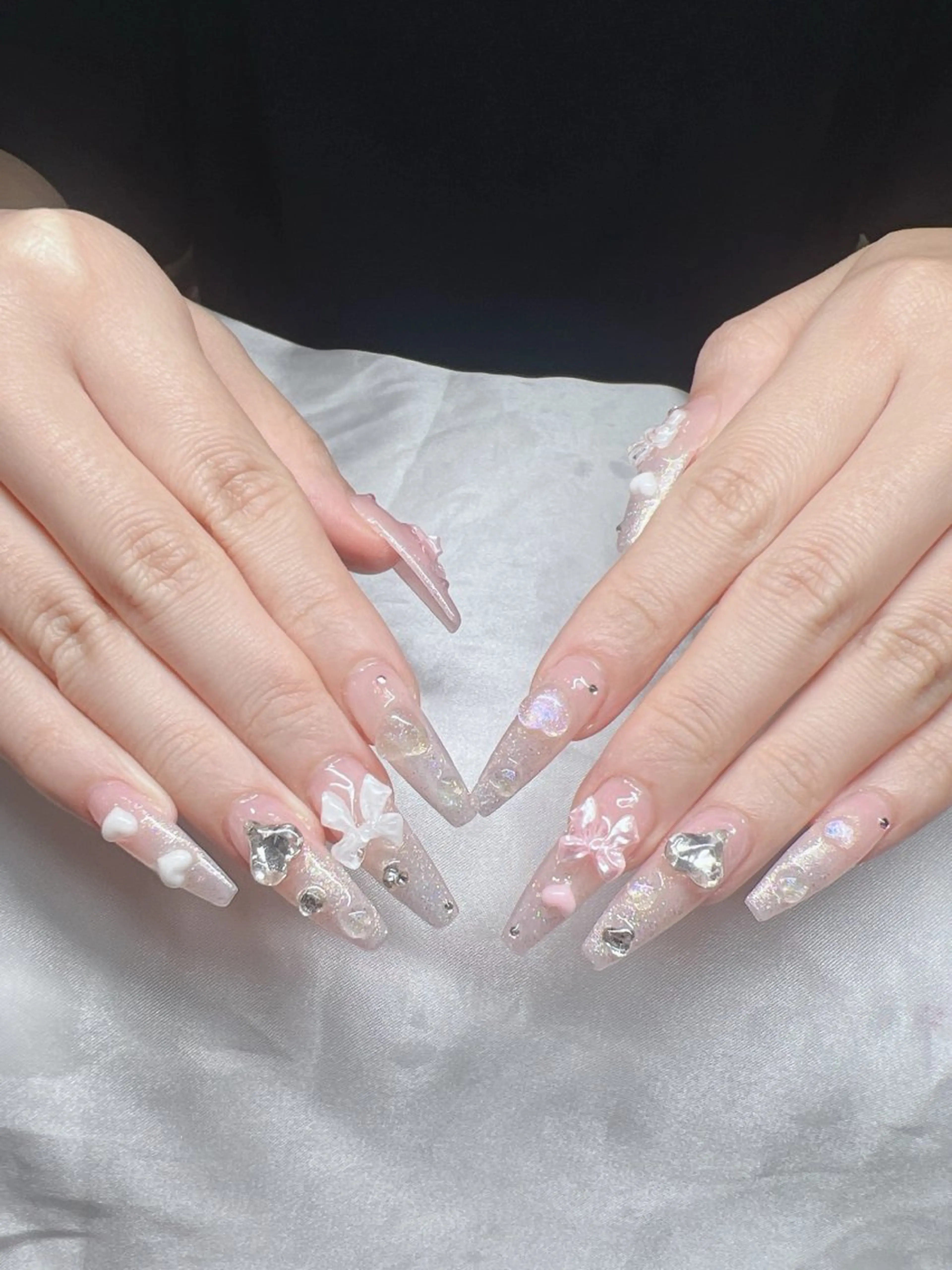 ネイル 長さ出し グラデーション キラキラネイル マグネットネイル ニュアンスネイル Lee Nails チップ長さだし専門店のネイルデザイン