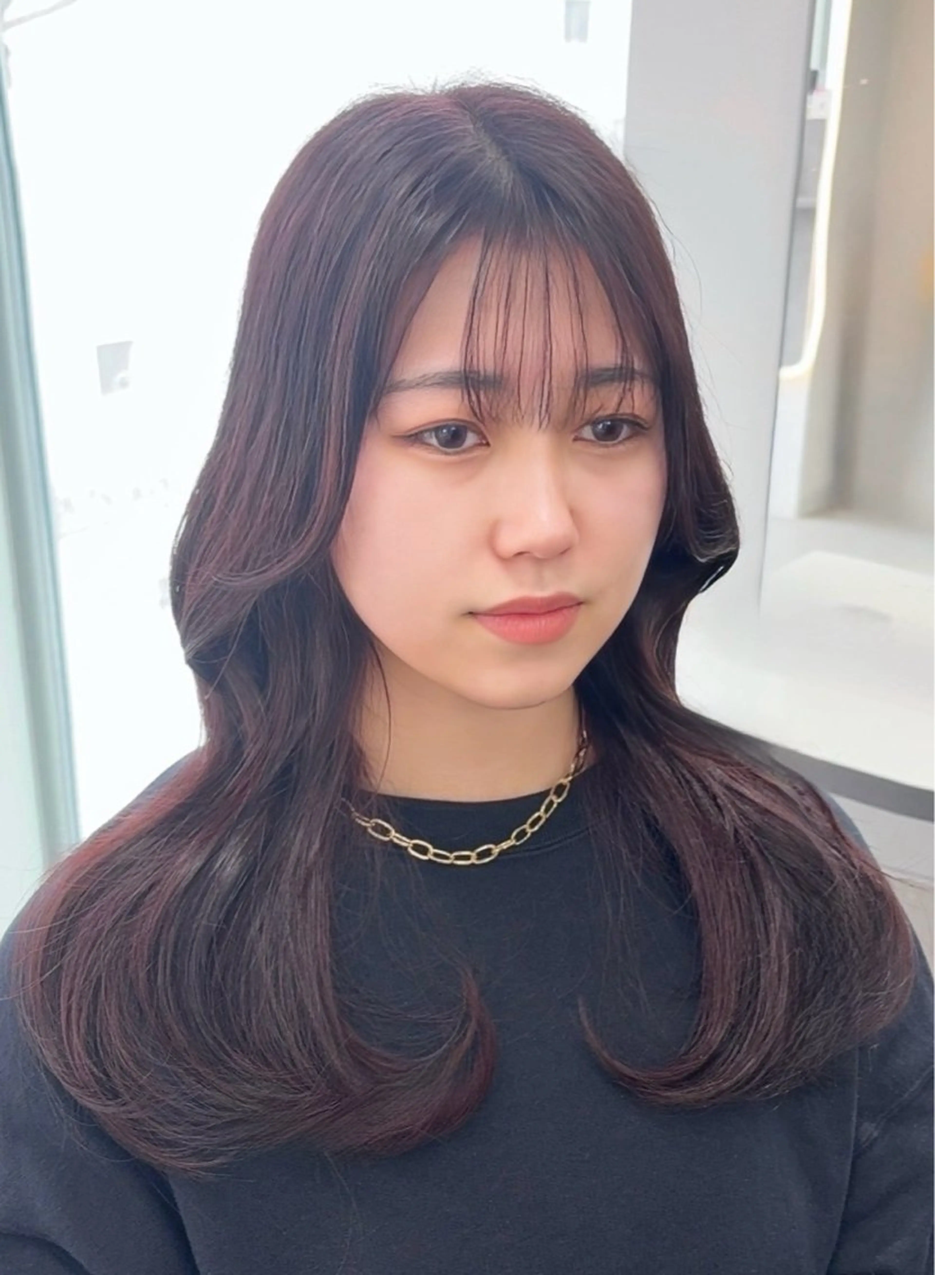 ロング カラー ブリーチ ヨシンモリ 韓国風ヘア レイヤーカット 縮毛矯正 髪質改善/レイヤー カット福澤　和嗣のヘアスタイル