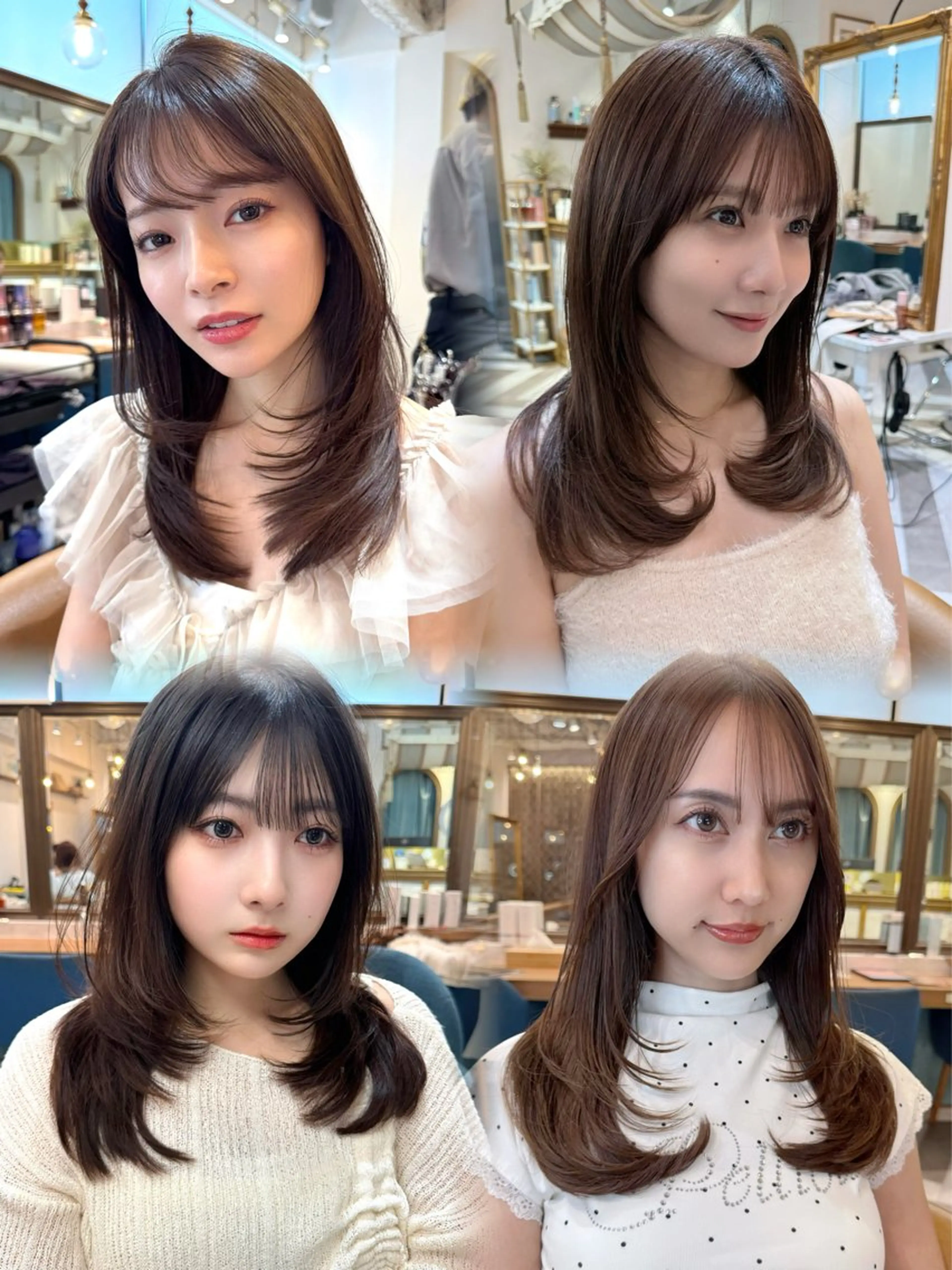 ミディアム カラー カット ヘアカラー トリートメント レイヤーカット /透明感カラー西田のヘアスタイル