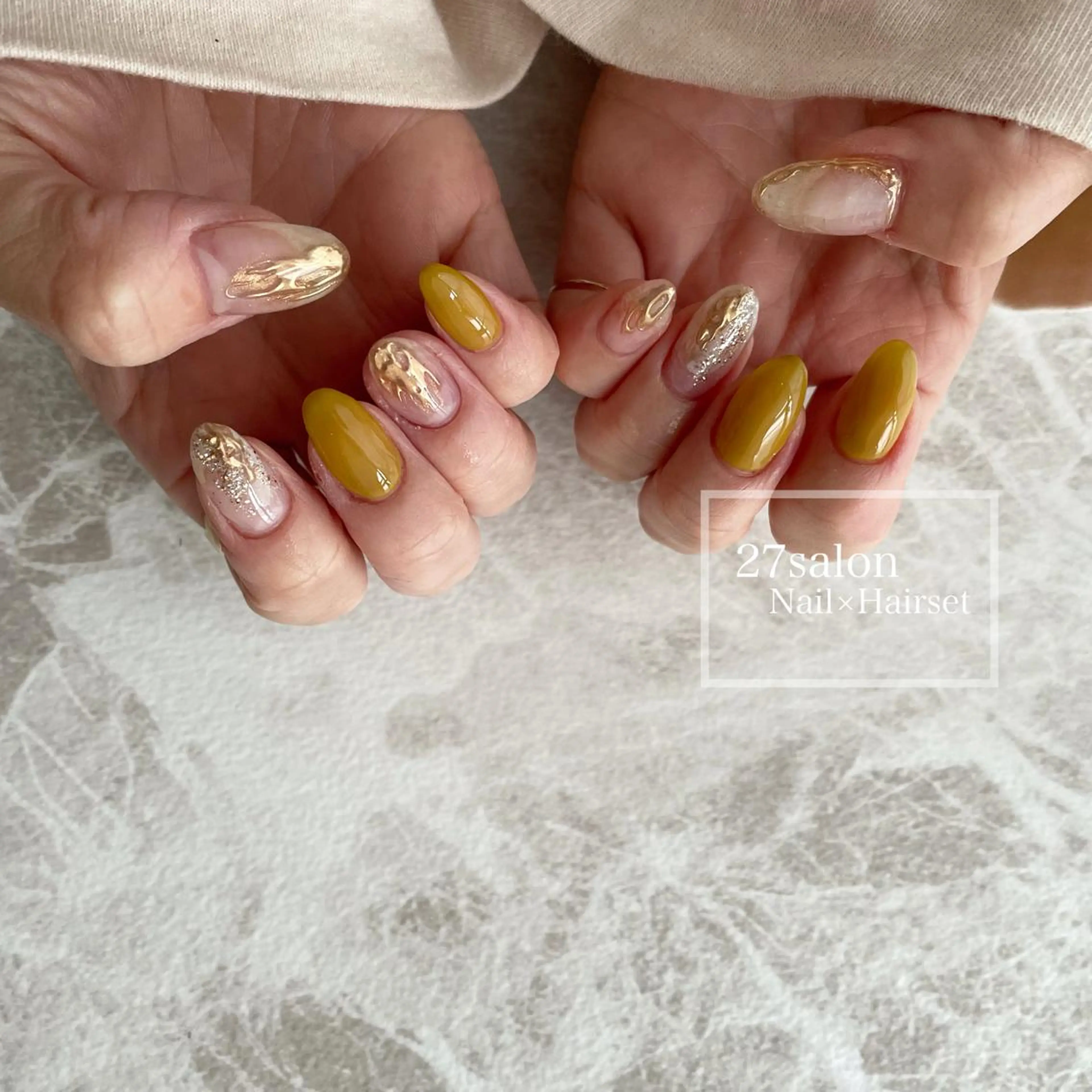 ネイル ニュアンスネイル 黄色 27salon yuinaのネイルデザイン