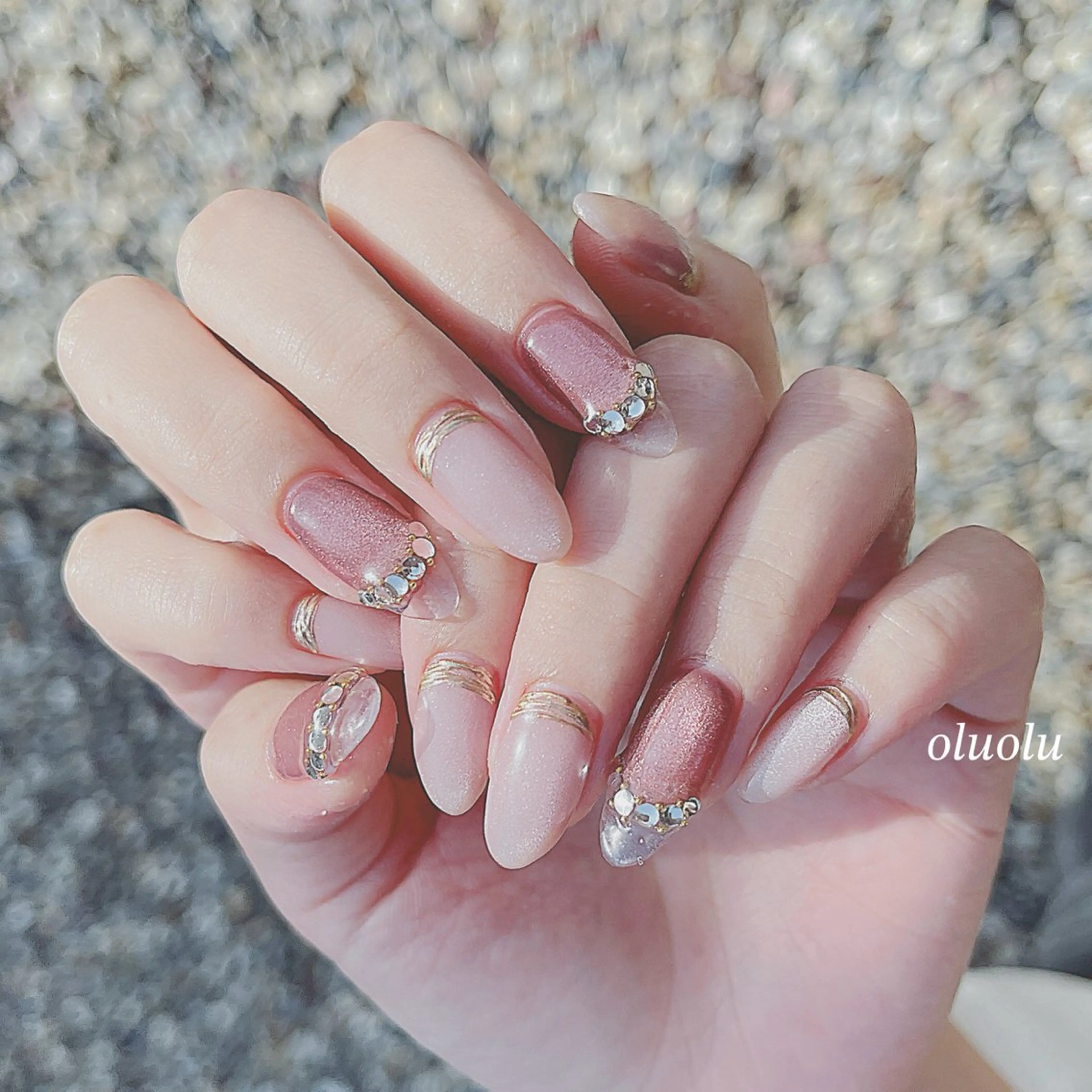 ネイル アートネイル クリアネイル 成人式 フレンチネイル マグネットネイル ハンドネイル 大村 紬華のネイルデザイン