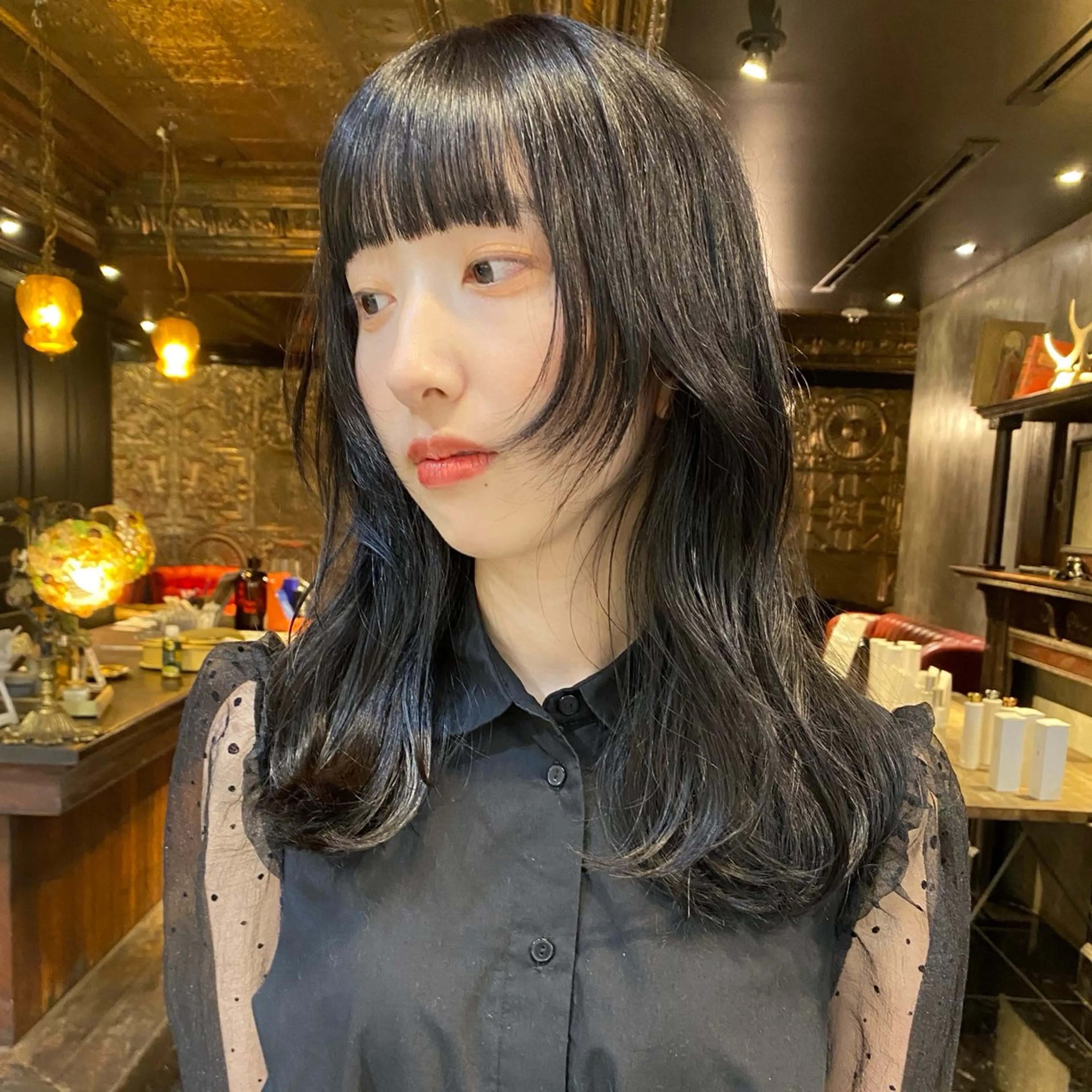 セミロング カラー 黒髪 💈ishizuka seiji💈のヘアスタイル