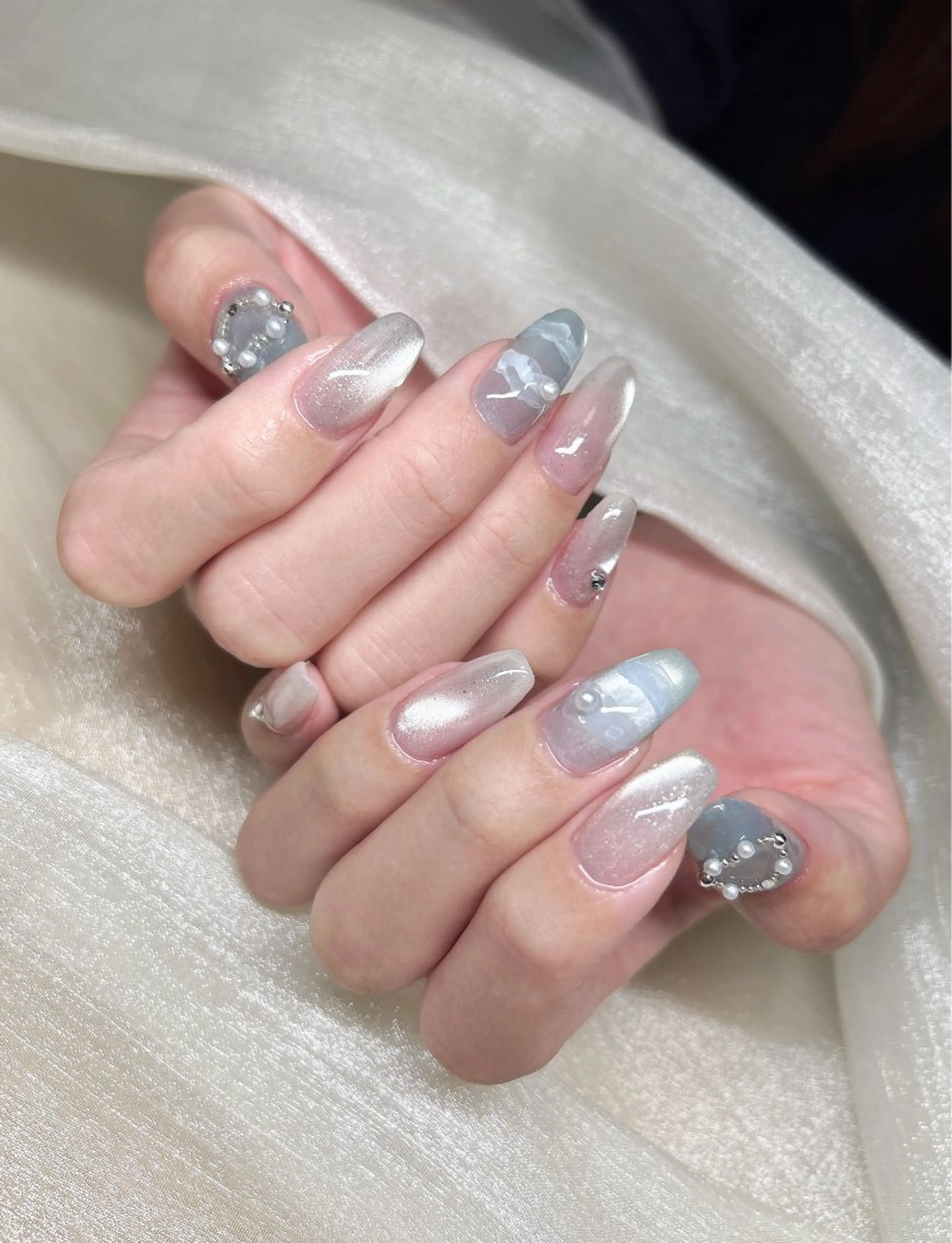 ネイル 水色 マグネットネイル 夏ネイル LUKA NAILのネイルデザイン