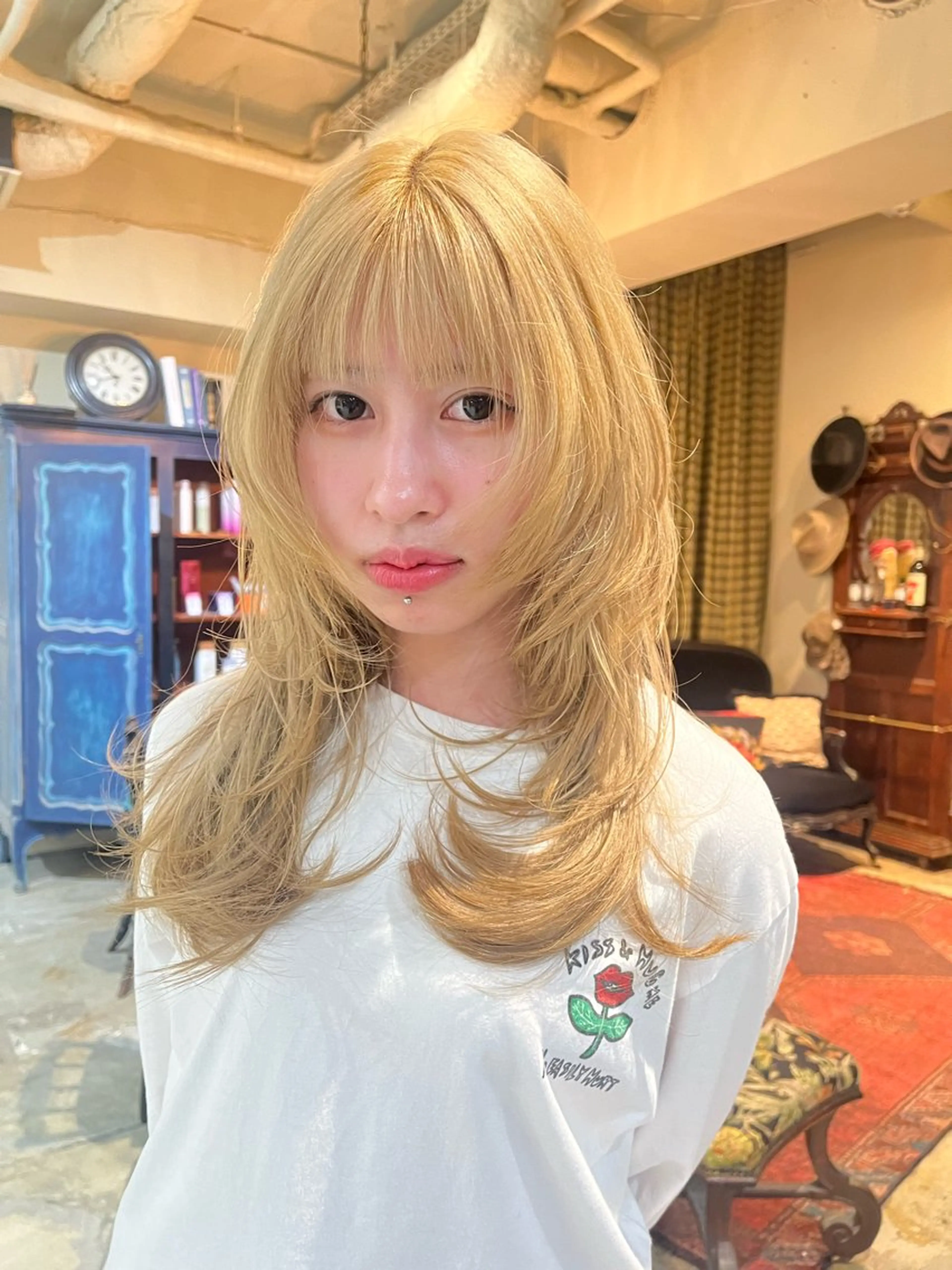 ミディアム カット ヘアカラー なじませエクステ🍒 Haruka💝のヘアスタイル