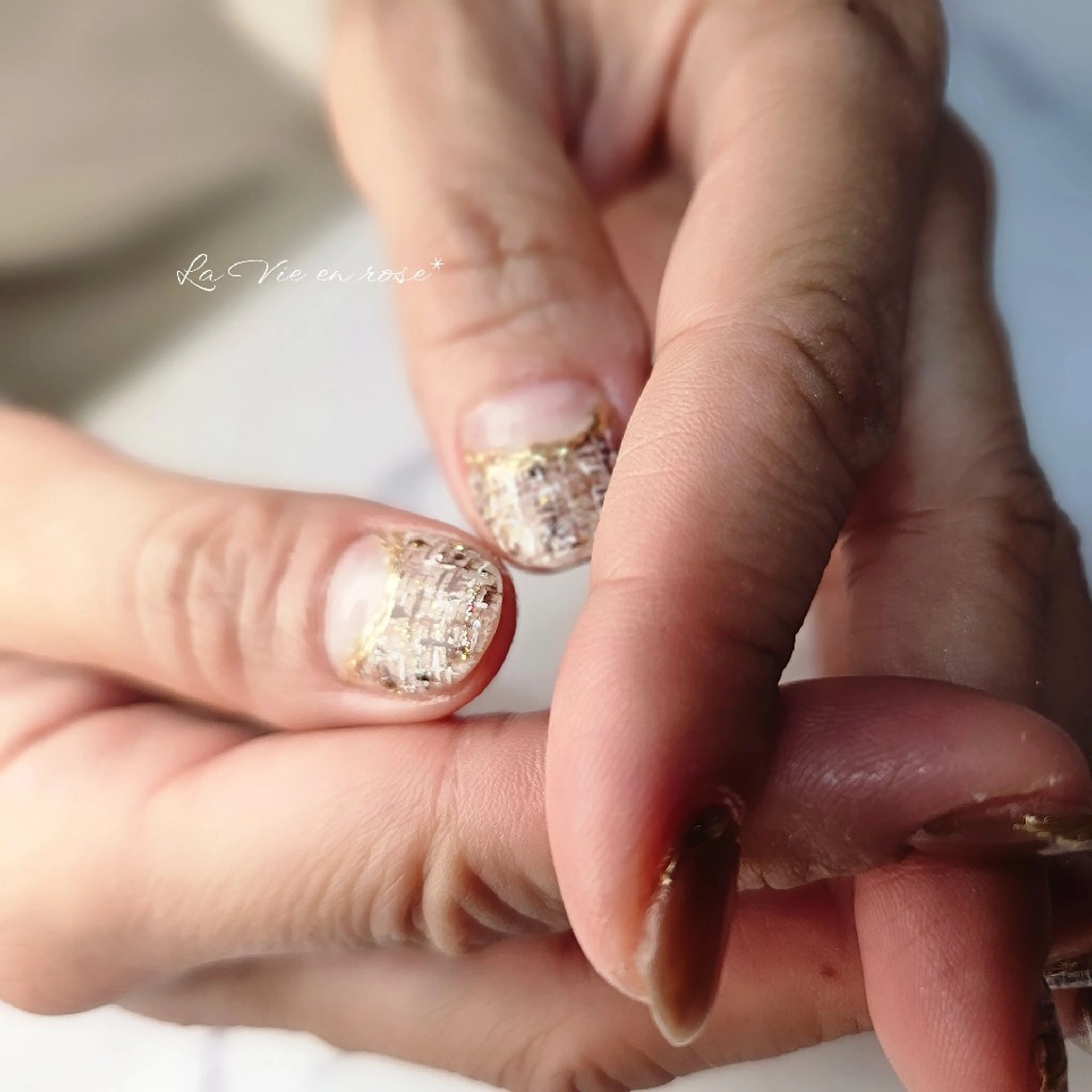 ネイル ツイードネイル ラヴィアン ローズのネイルデザイン