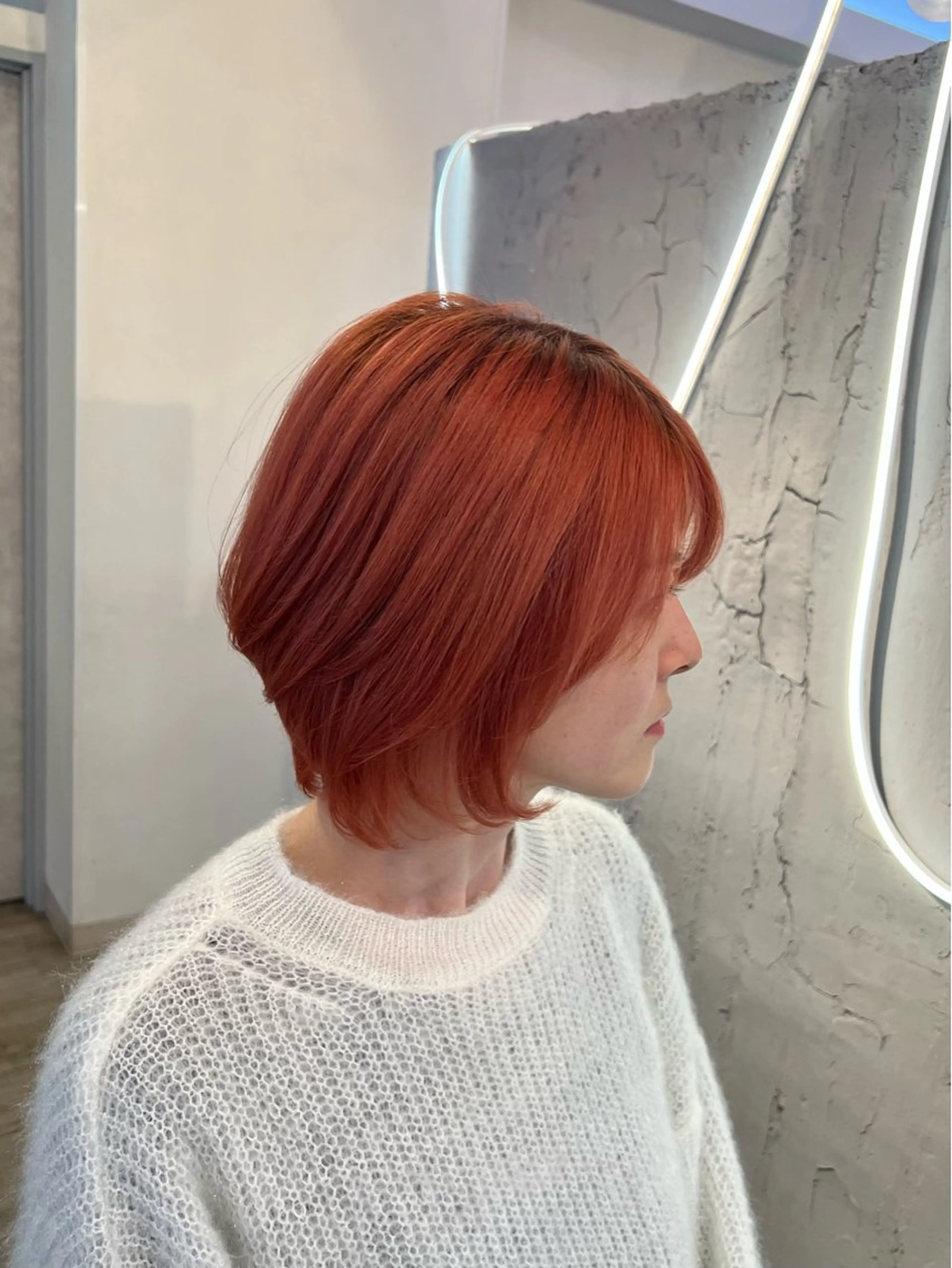 ショート カラー ショートボブ オレンジ オレンジレッド レッドカラー ボブ カット ヘアカラー トリートメント いぐちしょうた🫧 VISAGEbaskのヘアスタイル