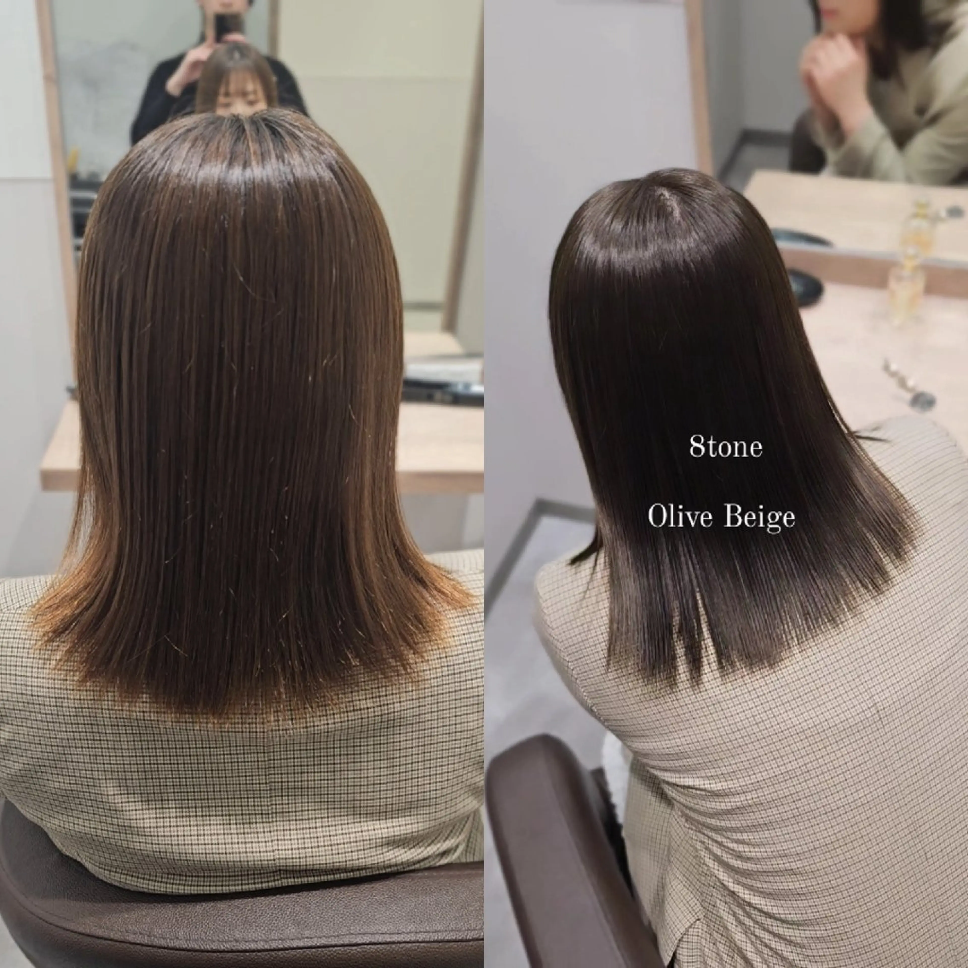 ミディアム カラー カット ヘアカラー トリートメント 縮毛矯正をしている人 のためのカラーのヘアスタイル
