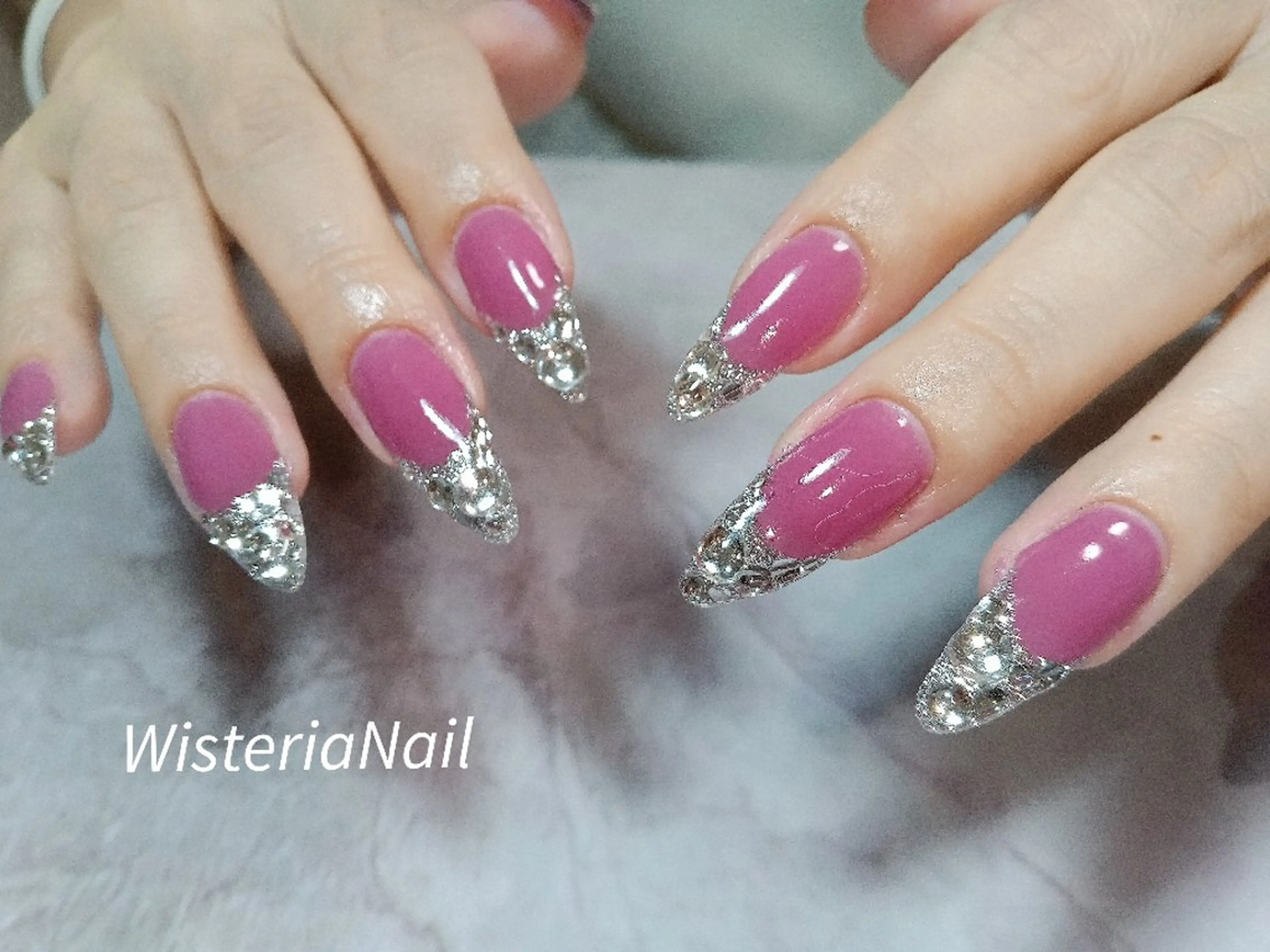 ネイル フレンチネイル ガラスフレンチ ロングネイル Wisteria Nail_Yukieのネイルデザイン